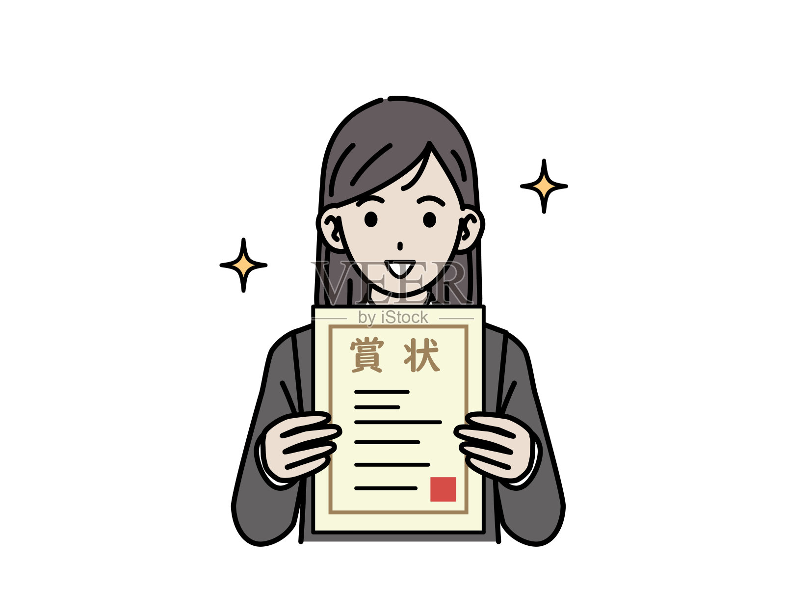 女学生获奖插画图片素材