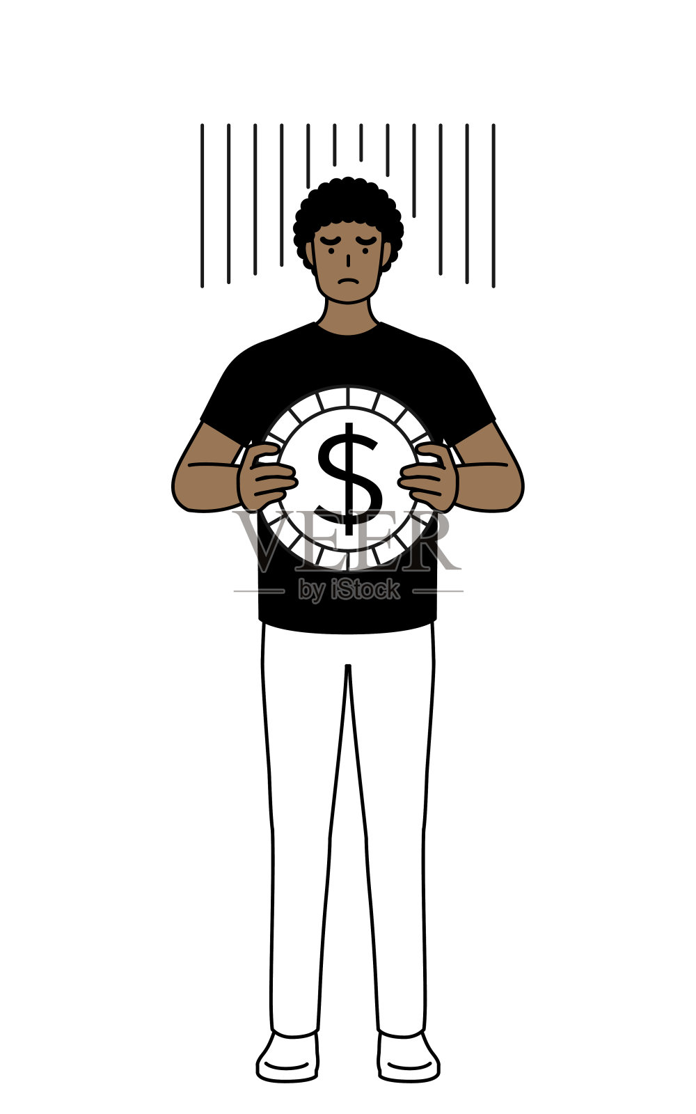 非洲裔美国人的形象是外汇损失或美元贬值插画图片素材