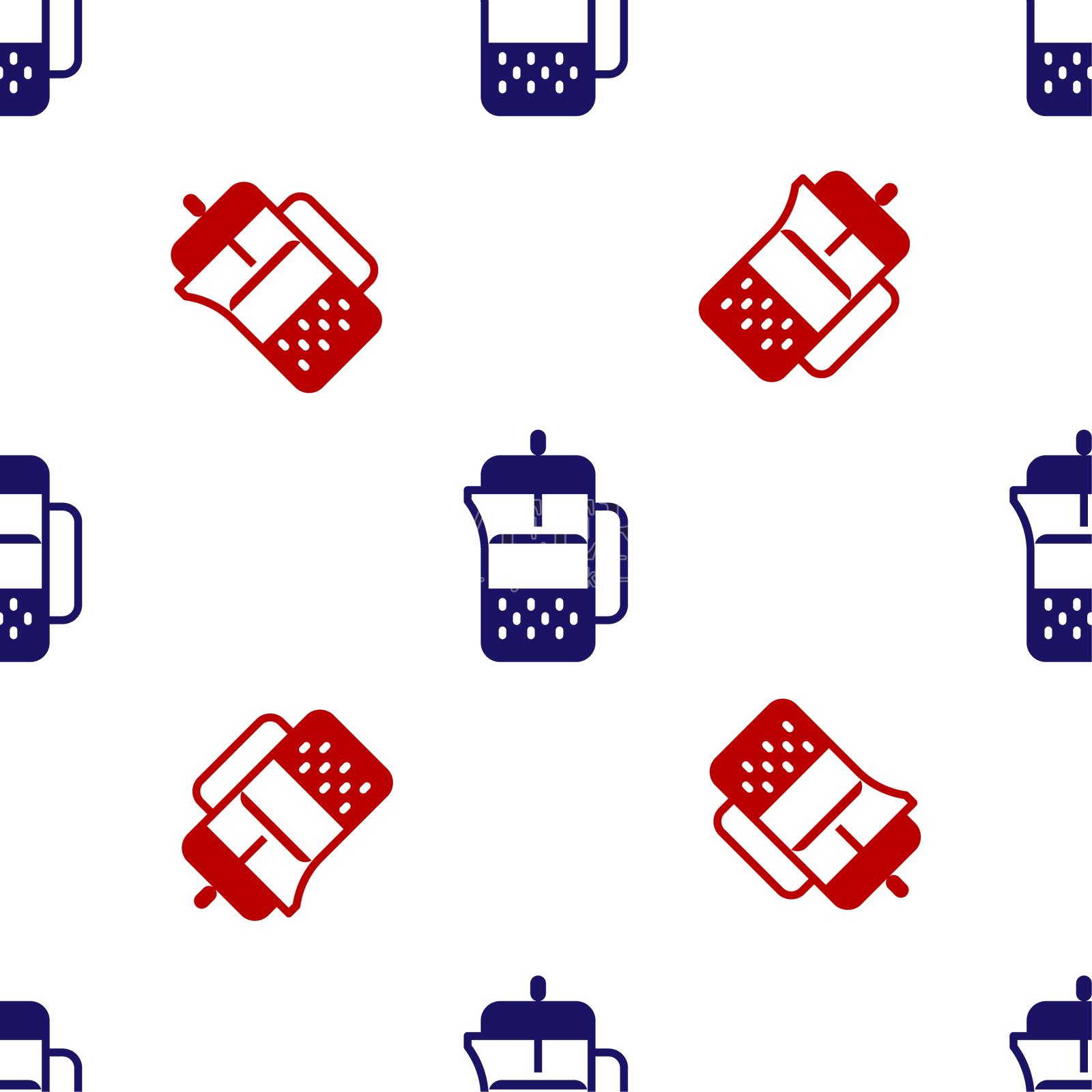 蓝色和红色的法压图标隔离无缝设计元素图片