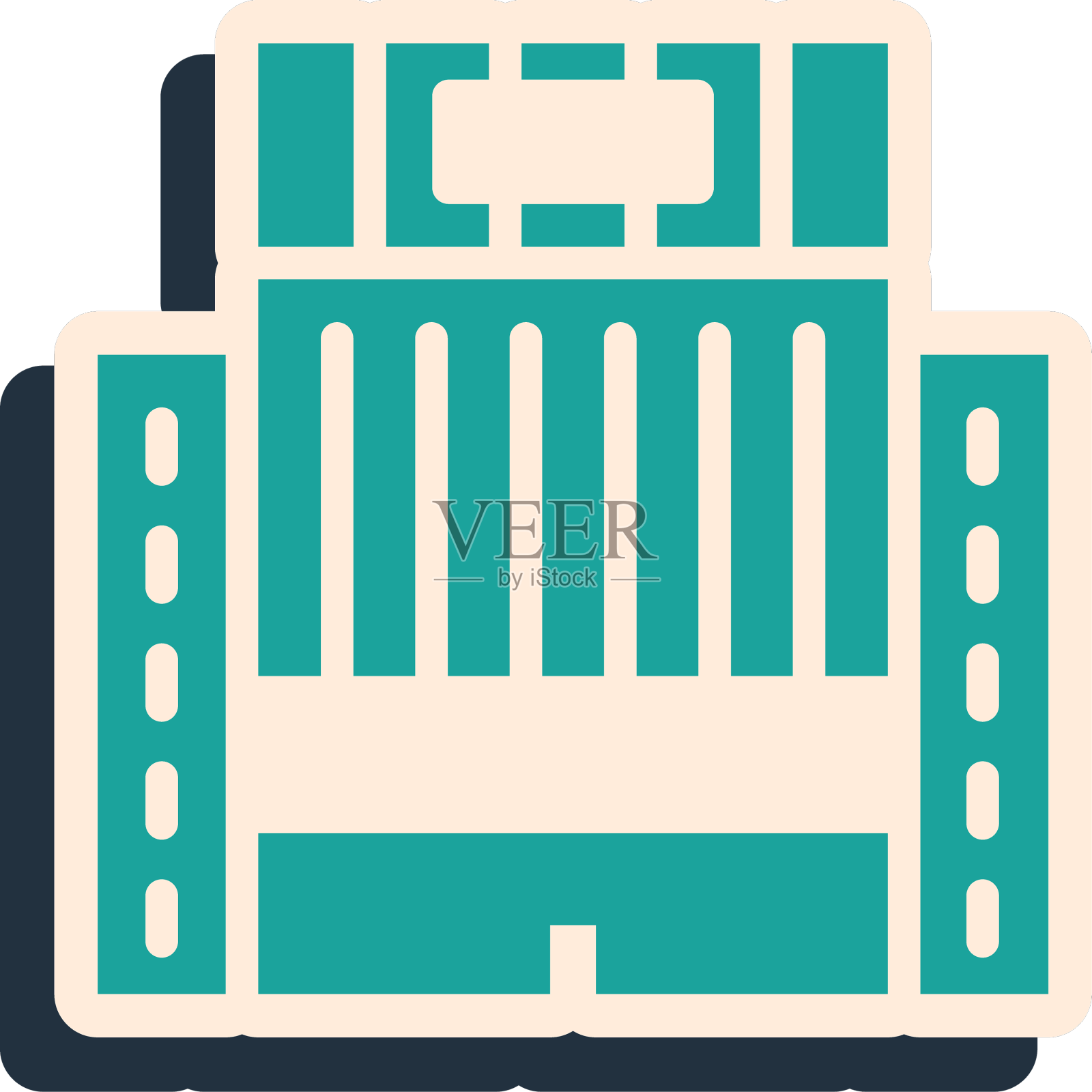 绿色酒店乌克兰建筑图标孤立设计元素图片