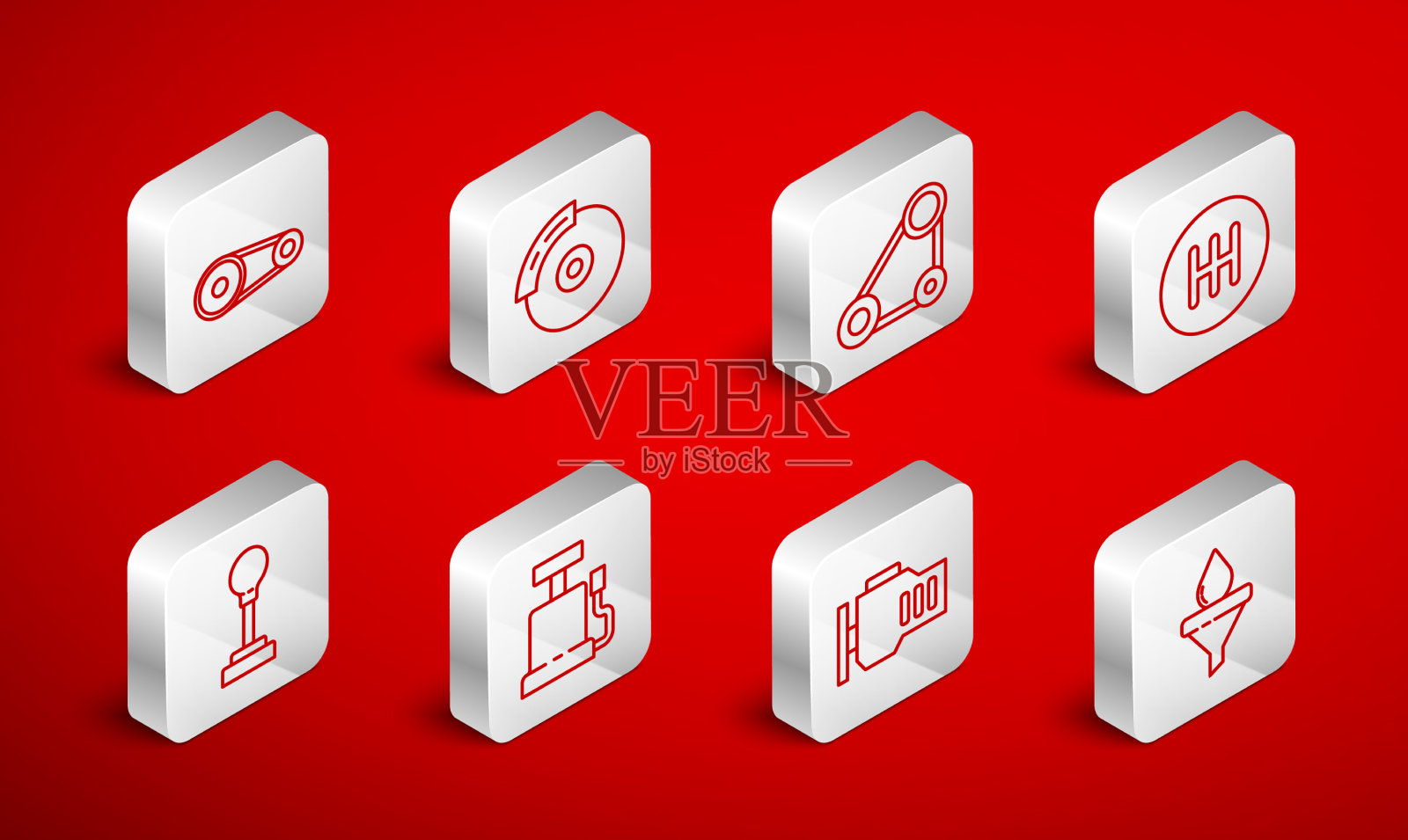 设置线漏斗和油滴汽车制动盘用插画图片素材