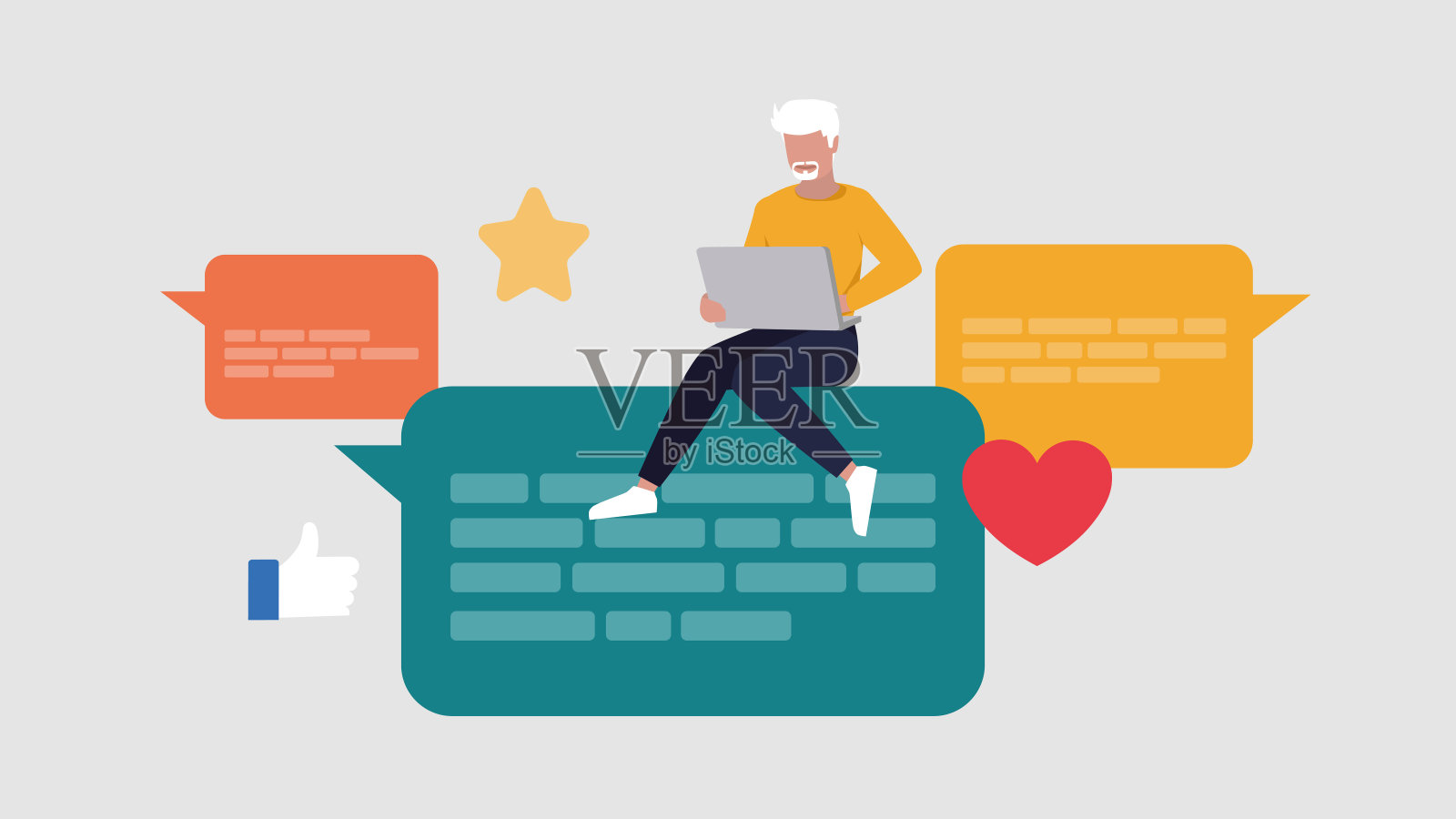 矢量插图的人聊天与文本应用程序-社交媒体的概念插画图片素材