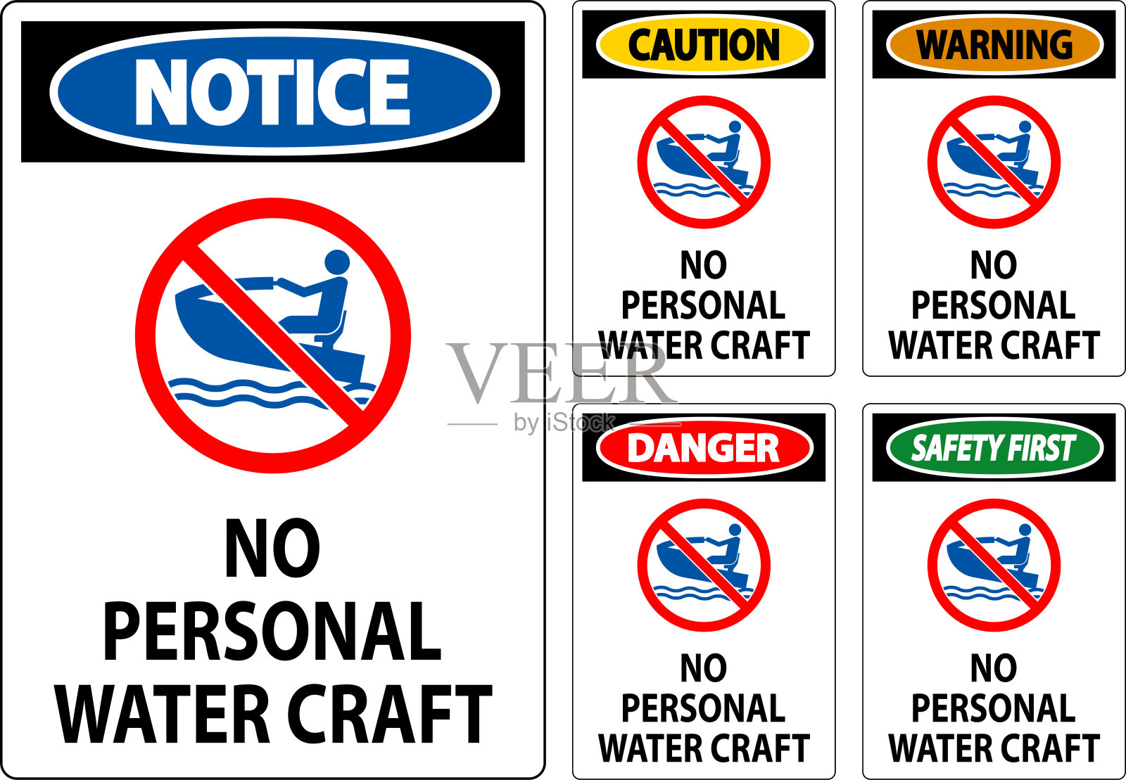 水上安全标志注意，禁止个人水上作业插画图片素材