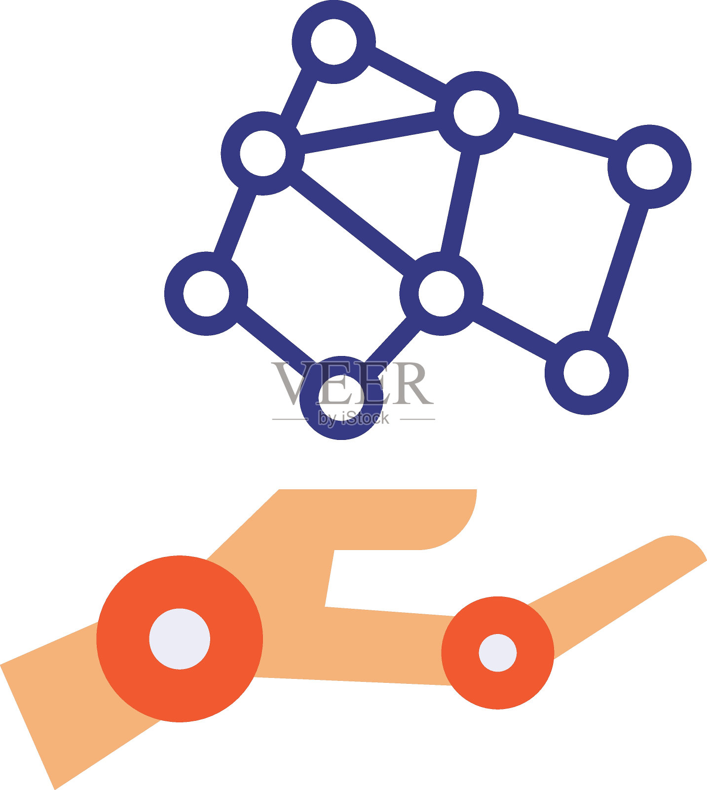 假肢推进矢量图标设计，预测建模或自适应控制符号，人工智能符号，深度学习股票插图，仿生学和肌电假肢概念插画图片素材