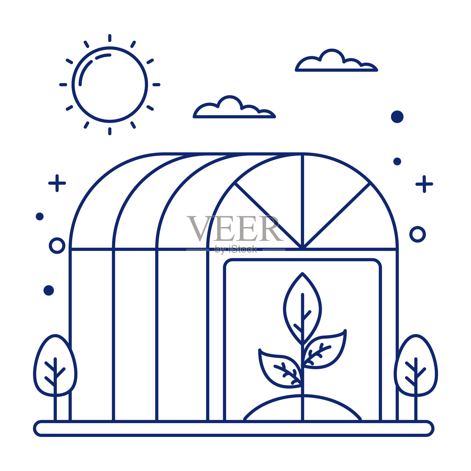 可编辑的温室设计图标插画图片素材