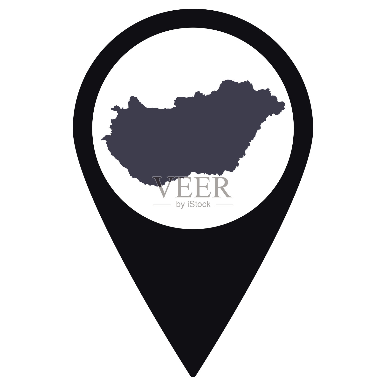 黑色指针或针位置与匈牙利地图内。匈牙利地图插画图片素材