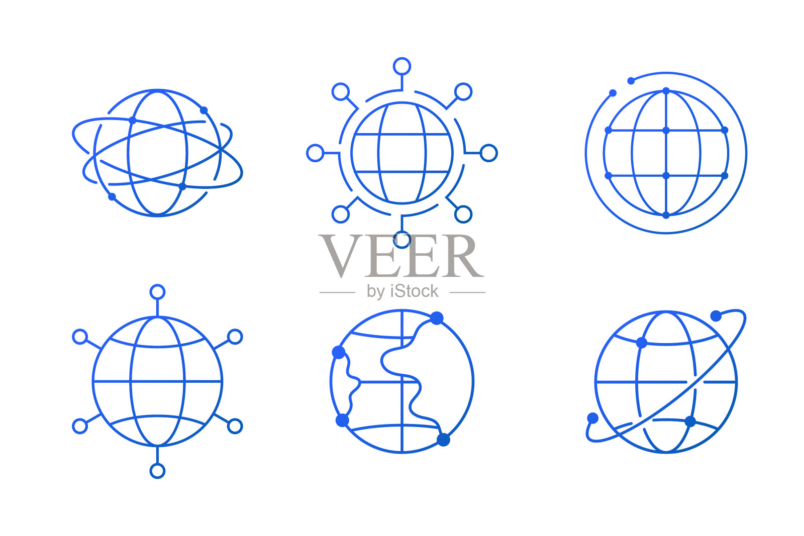 一组最小的全球网络图标设计插画图片素材