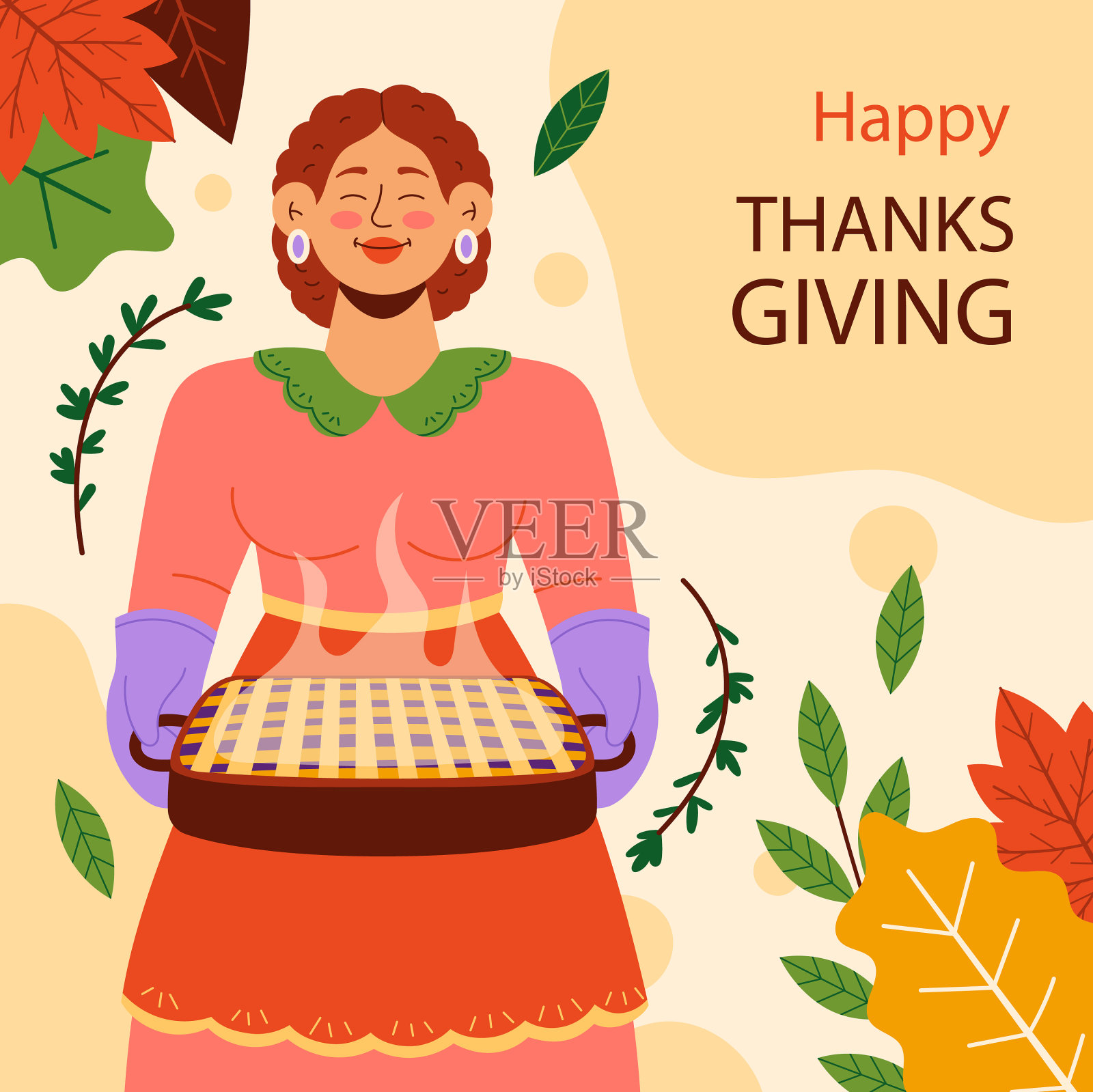 感恩节的庆祝孤立在白色上插画图片素材