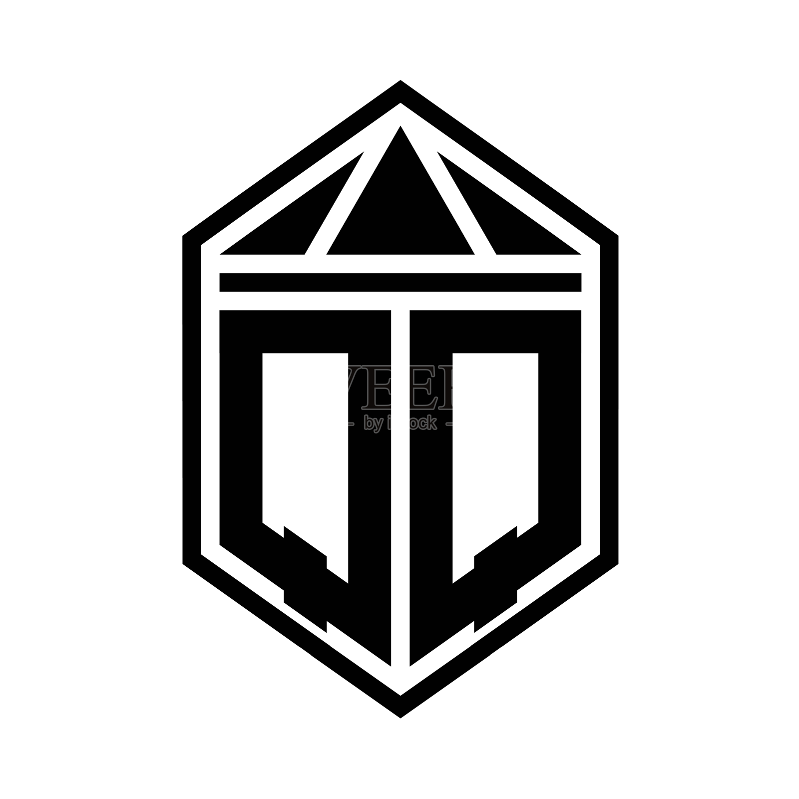 Qq字母标志字母组合简单的六角形盾牌设计元素图片