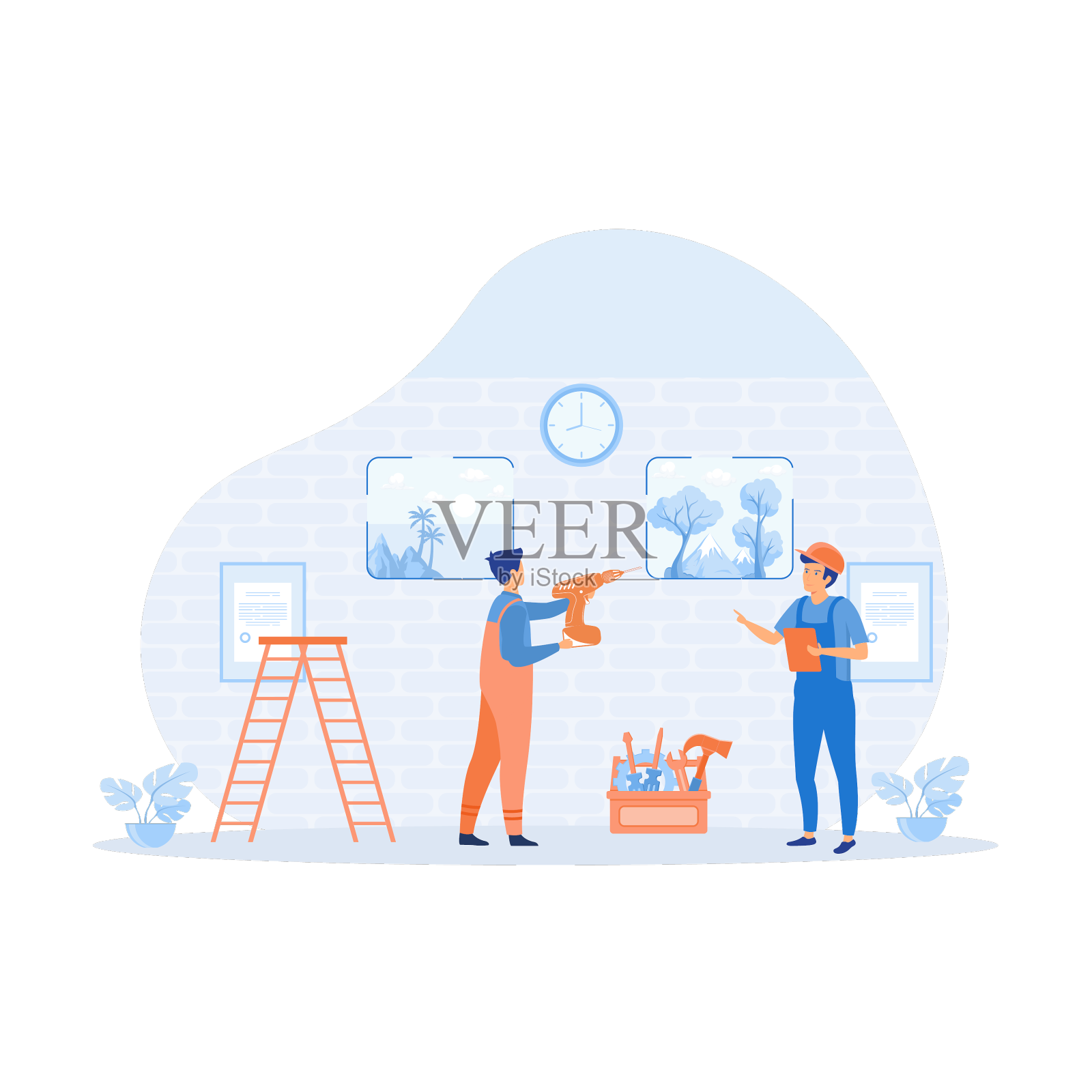 家庭维修服务专业工人单位设计元素图片