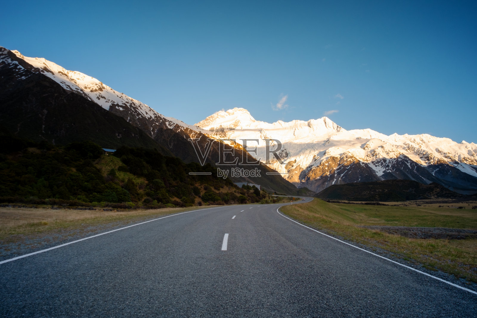 通往库克山的路，新西兰照片摄影图片