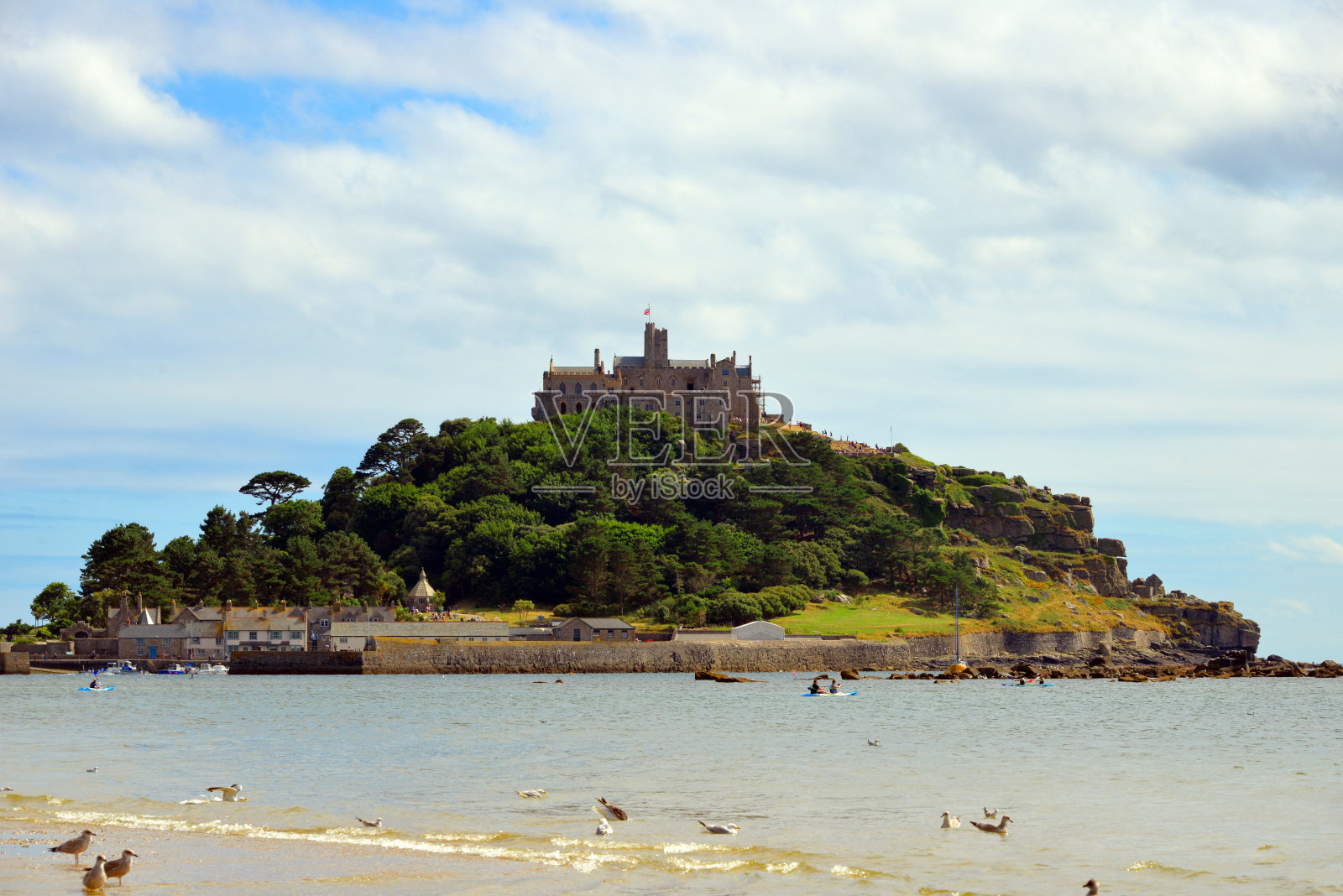 从英格兰康沃尔郡的马拉兹恩看圣迈克尔山照片摄影图片