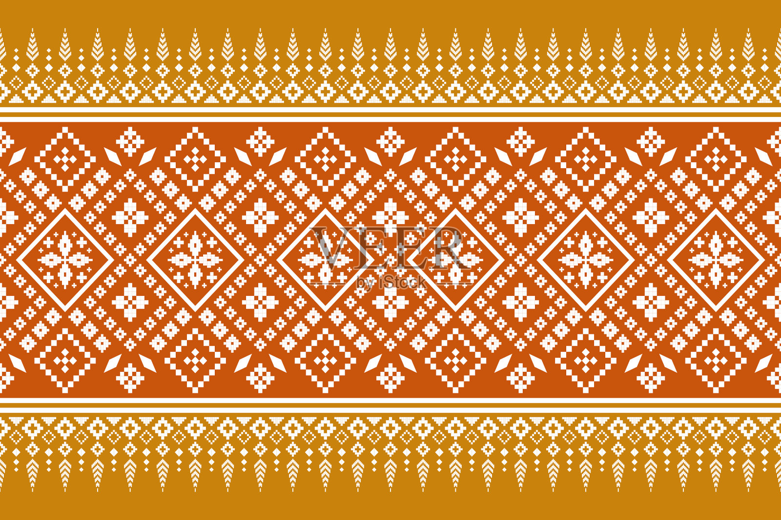 十字绣彩色几何传统民族图案Ikat无缝图案抽象设计插画图片素材