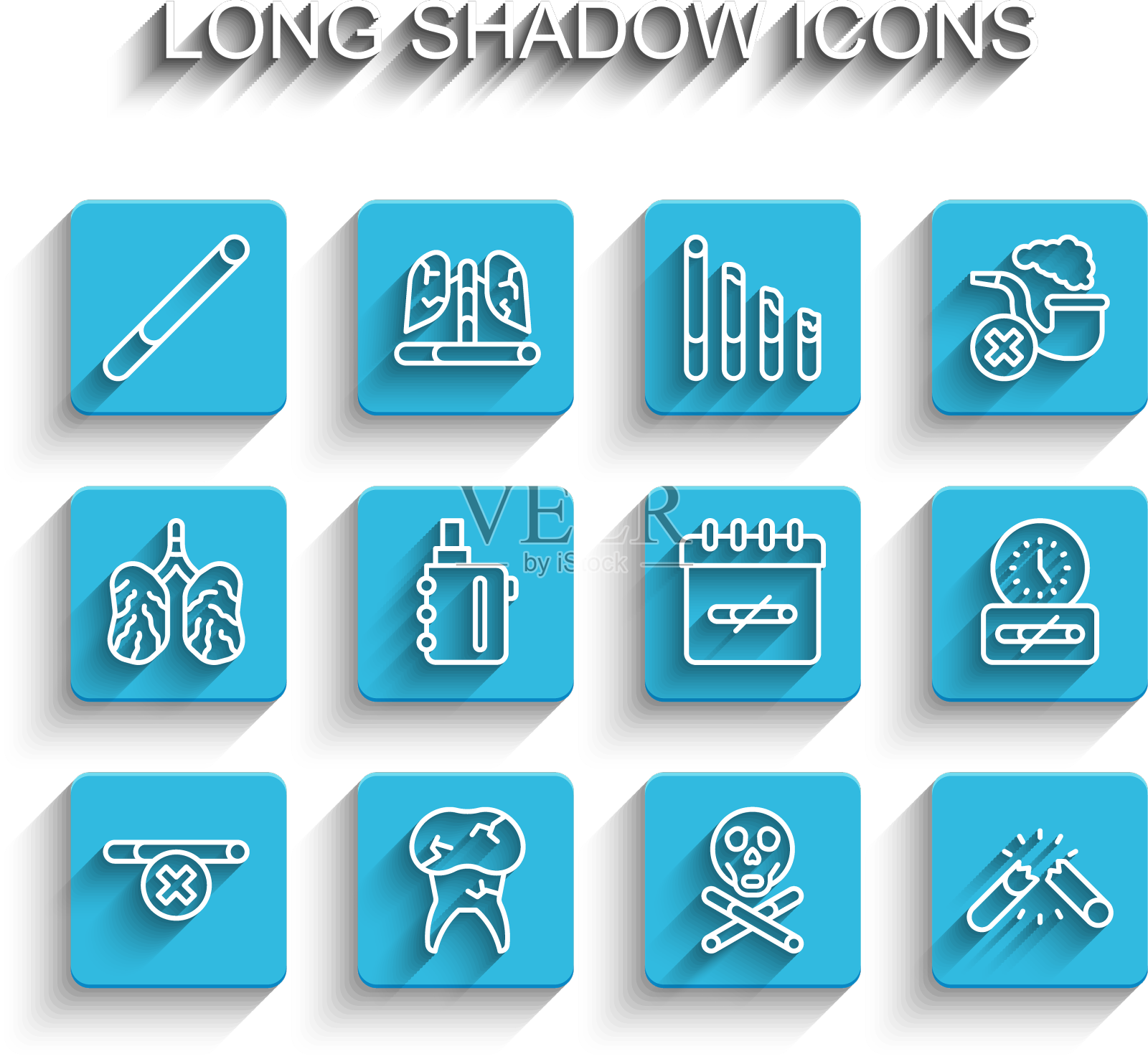 设置禁止吸烟的牙齿与龋齿香烟设计元素图片