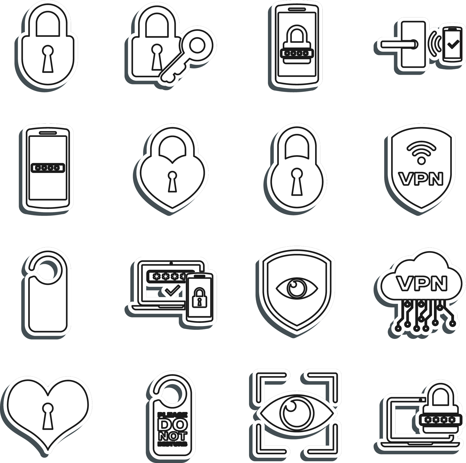 设置线笔记本电脑与密码云VPN接口设计元素图片