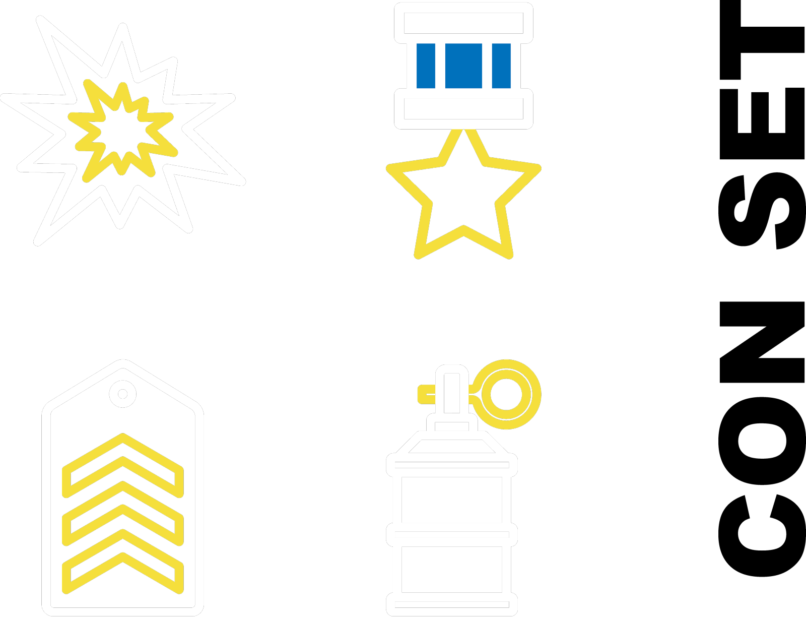 设置线军事奖励奖章手烟幕弹设计元素图片