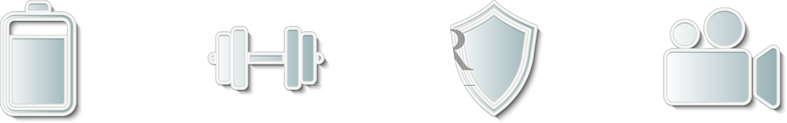 设置电池哑铃屏蔽和电影或视频设计元素图片