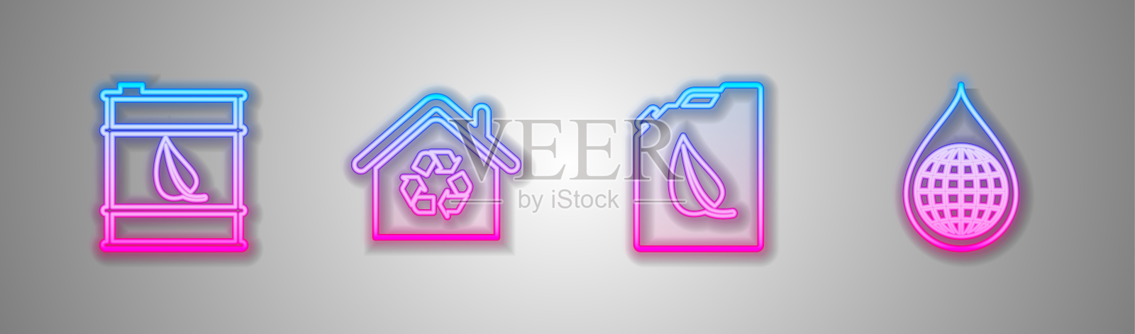 设置线生物燃料桶生态房屋与回收设计元素图片