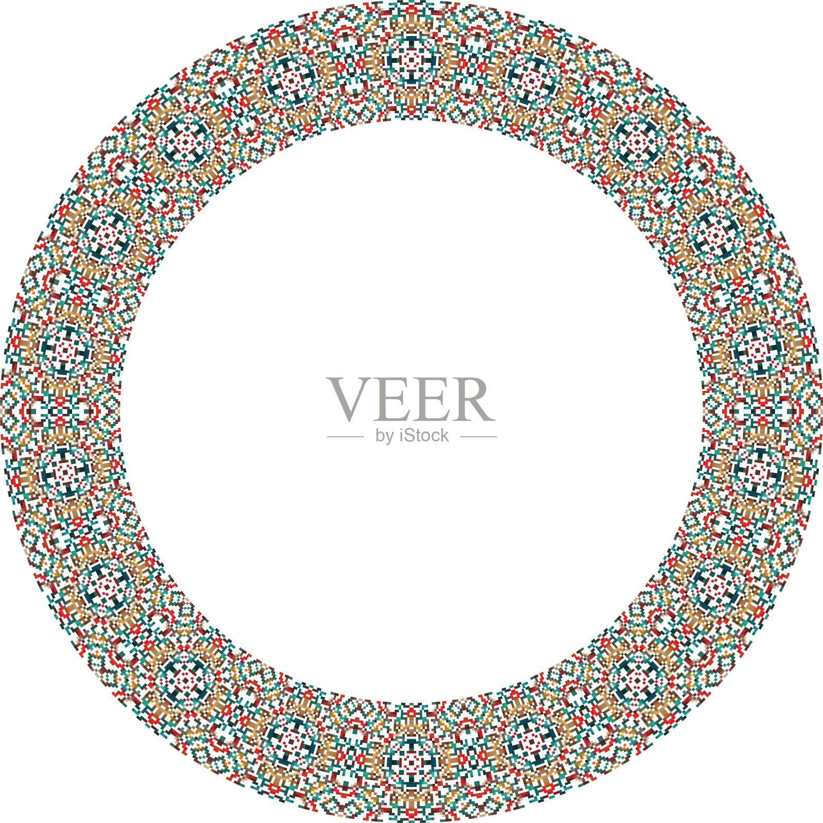 装饰圆形框架与花卉图案。东方风格设计的优雅元素，文字的位置。花的边界。花边插图的邀请和贺卡。插画图片素材