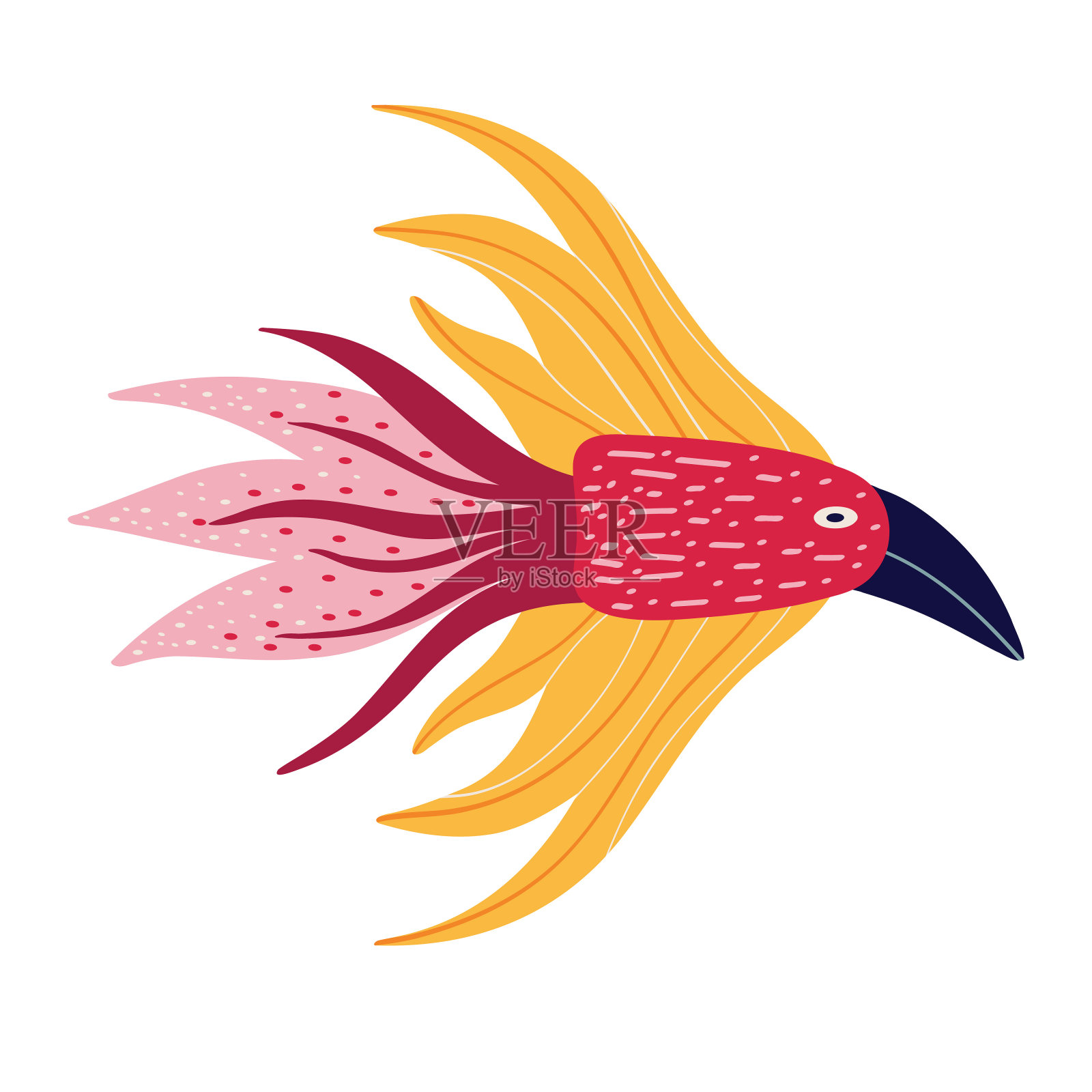 神奇的红鸟。儿童卡通风格的酷插图插画图片素材