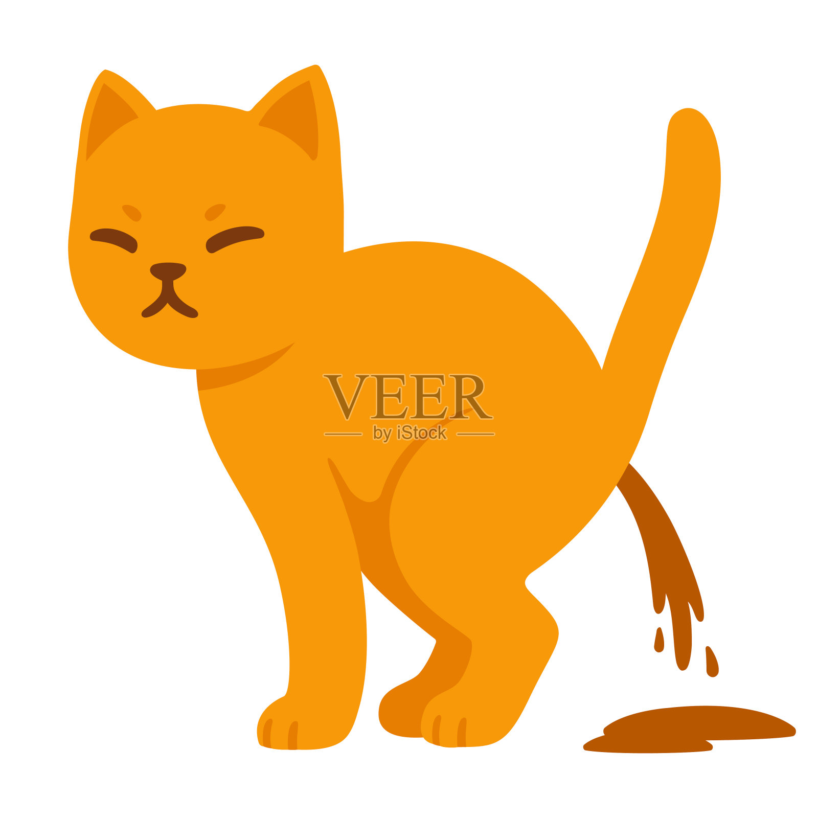 卡通生病的猫腹泻插图插画图片素材