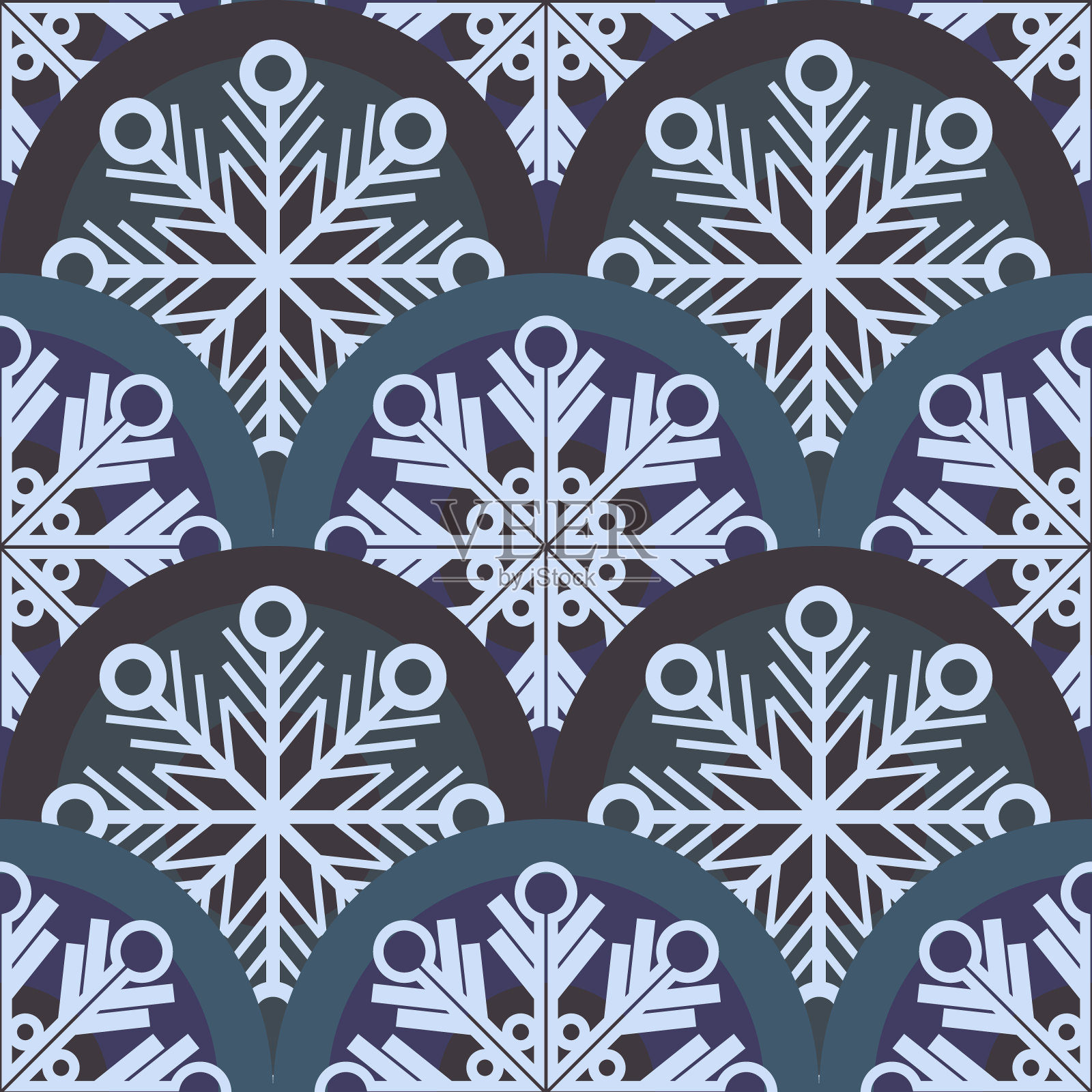 矢量-雪花花环无缝图案。插画图片素材