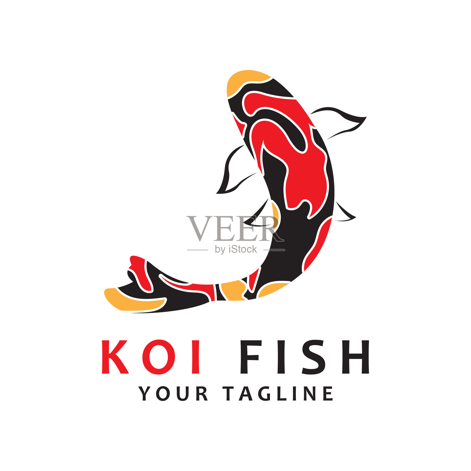锦鲤标志设计，中国吉祥和凯旋观赏鱼矢量，公司品牌金鱼图标插画图片素材
