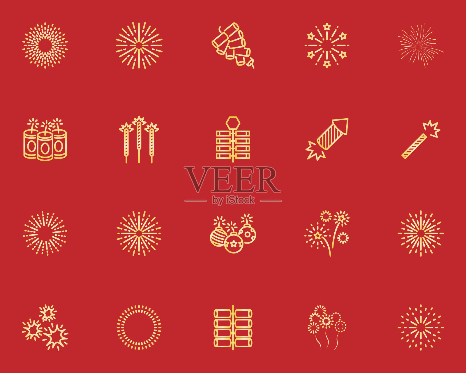 一套烟花图标，闪耀，新年，中国新年插画图片素材