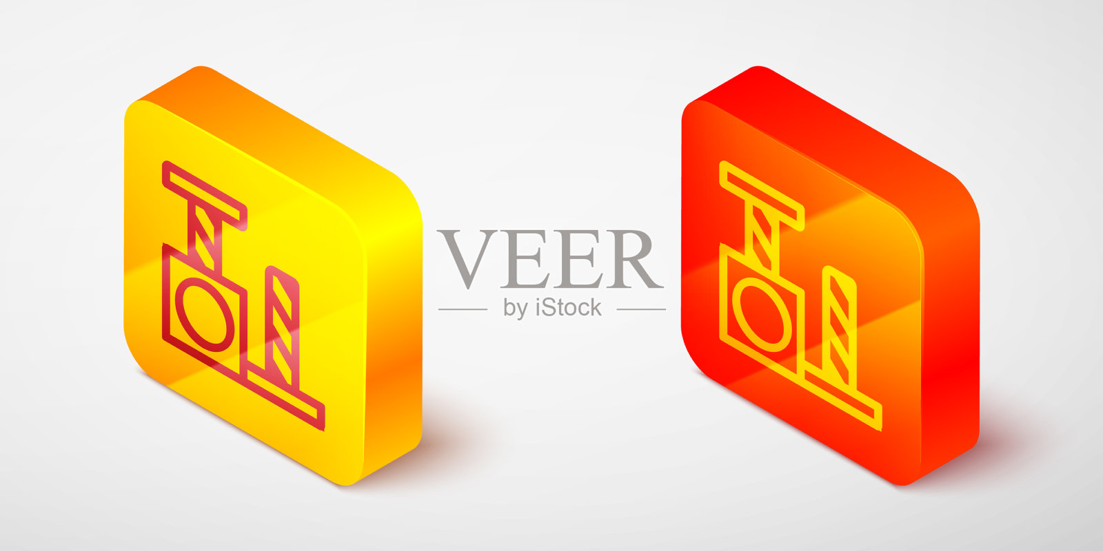 等距线猫抓柱与玩具图标插画图片素材