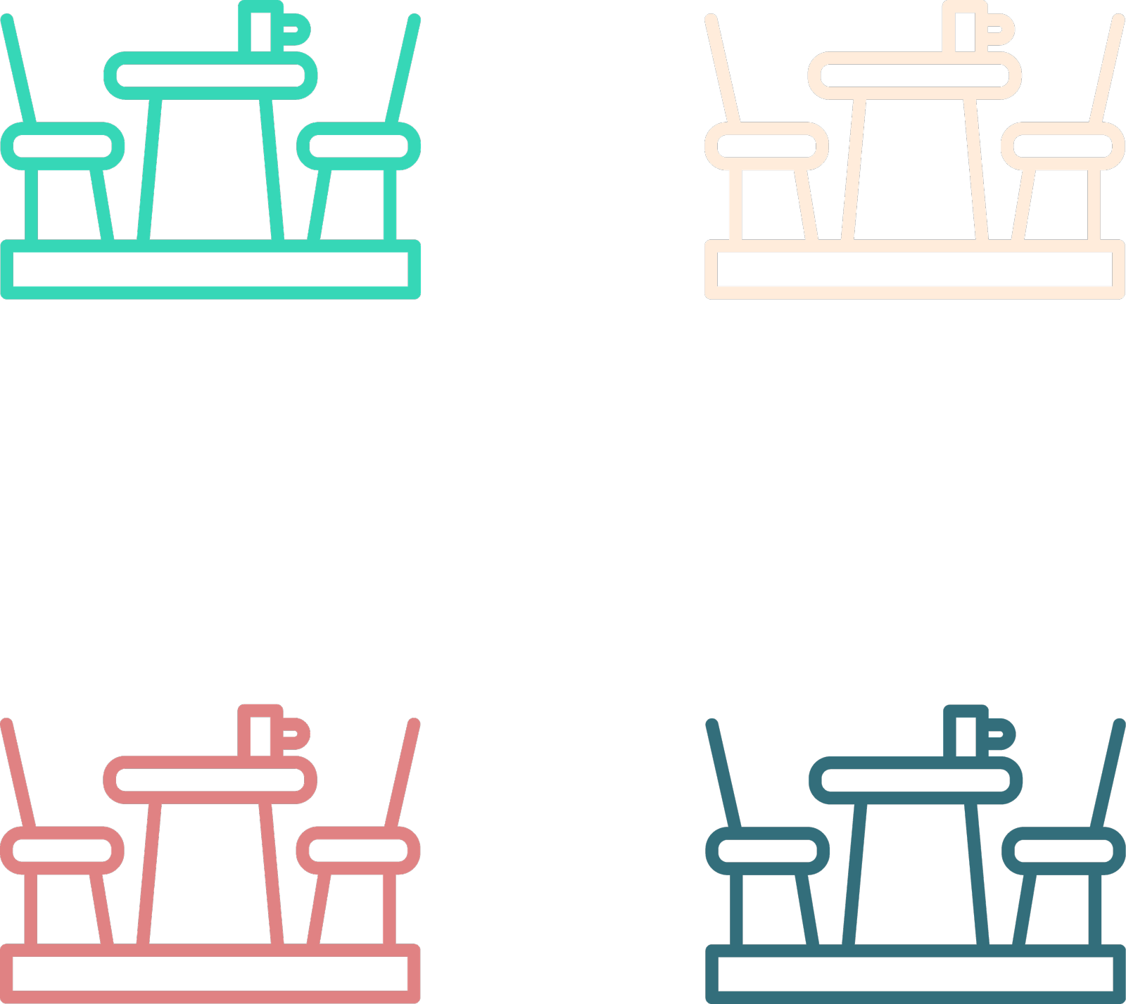 波普艺术线法国咖啡馆图标孤立的颜色设计元素图片