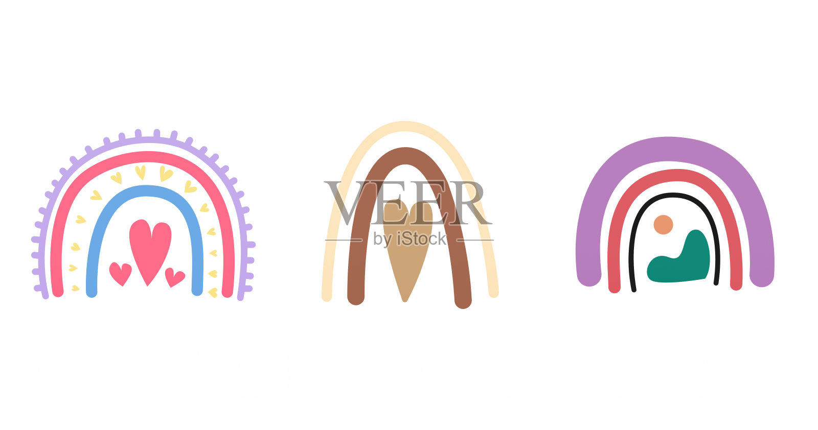 装饰波西米亚彩虹设计元素插画图片素材