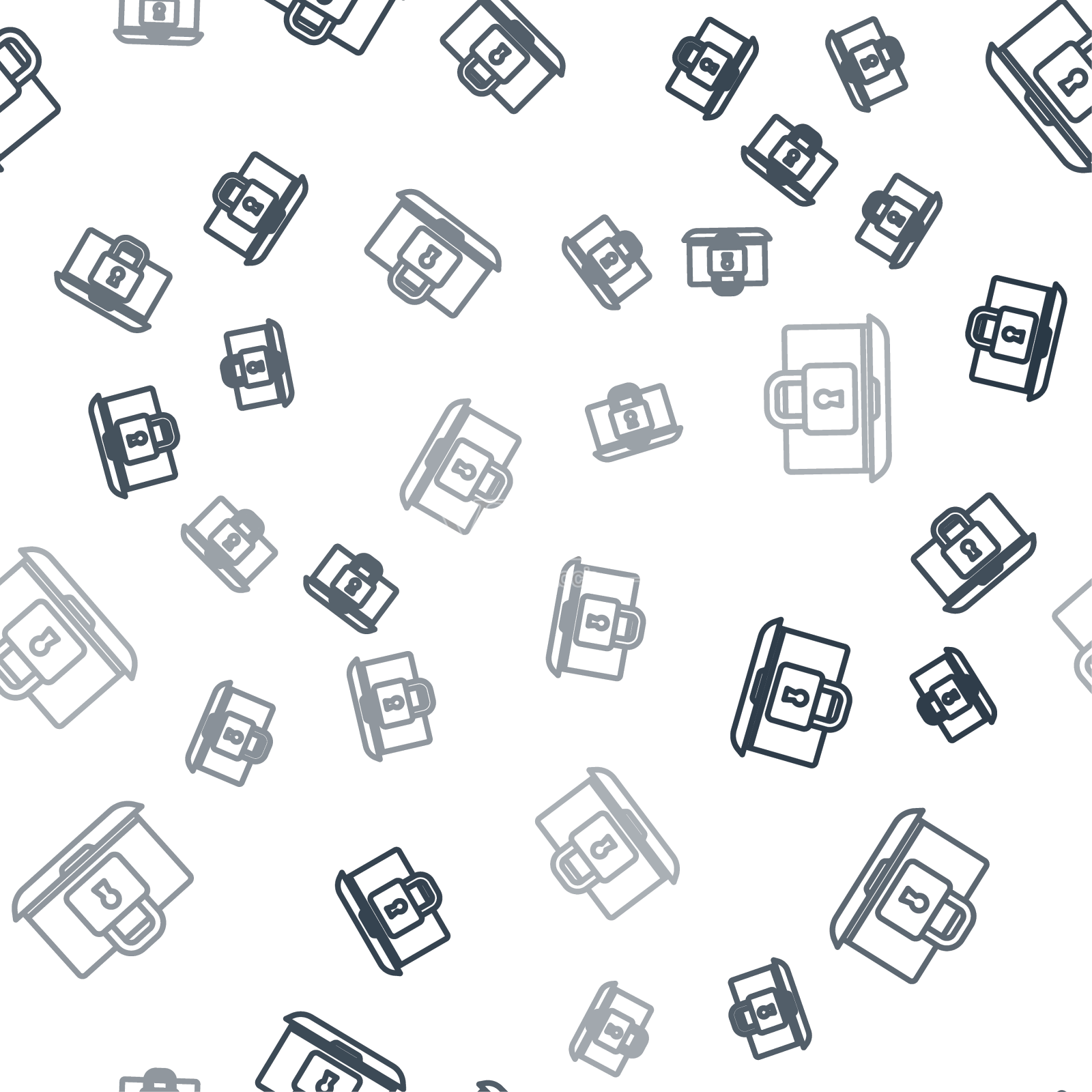 黑线笔记本电脑和锁图标无缝隔离设计元素图片