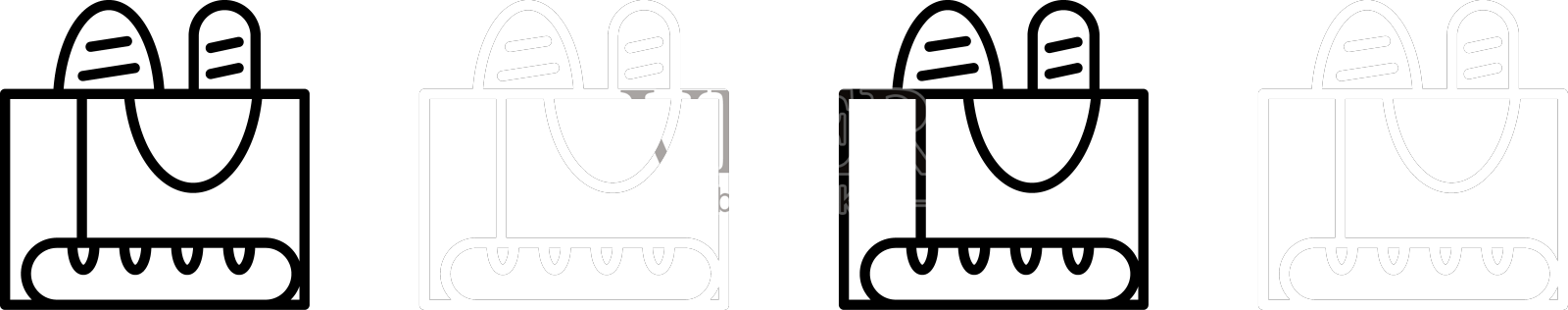 设置线法国长棍面包图标孤立上设计元素图片