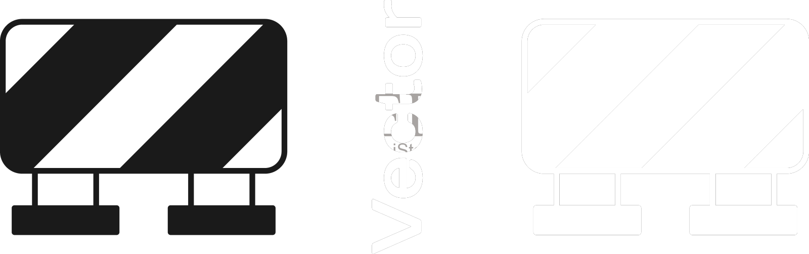 黑色路障图标隔离上透明设计元素图片