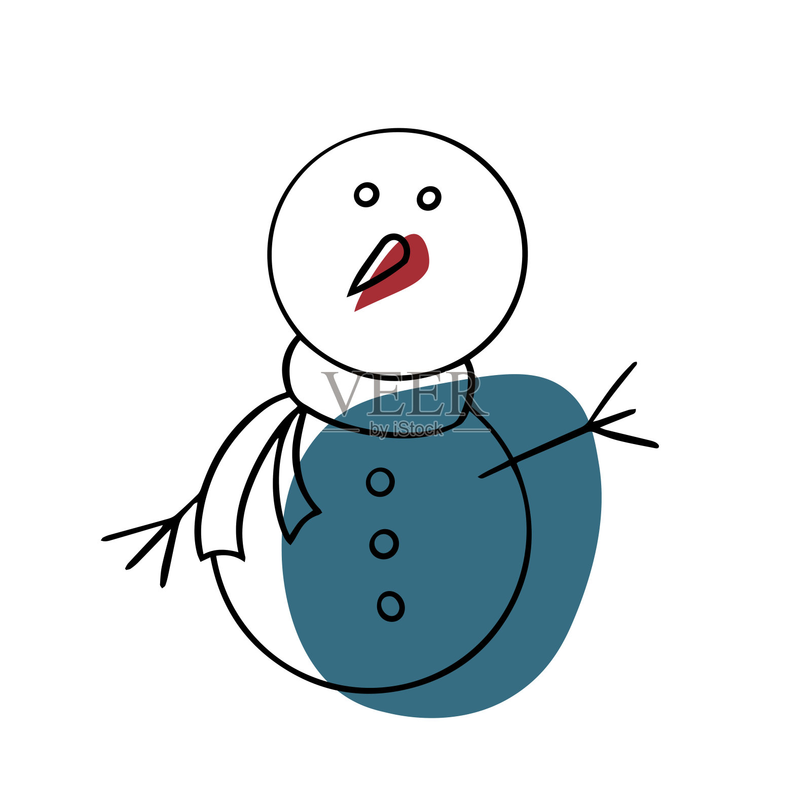 嘟嘟雪人。冬天的乐趣。玩雪。雪的女人插画图片素材