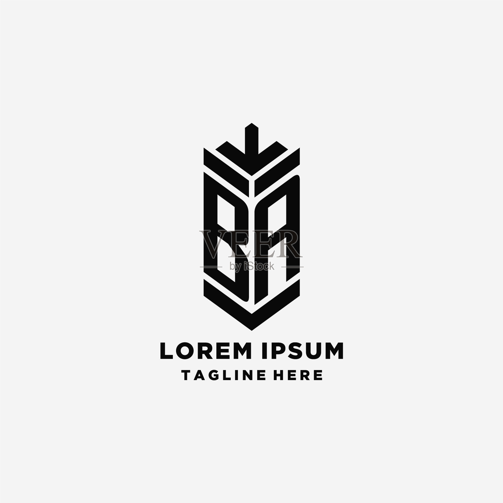 首字母巴盾标志设计创意字母组合插画图片素材