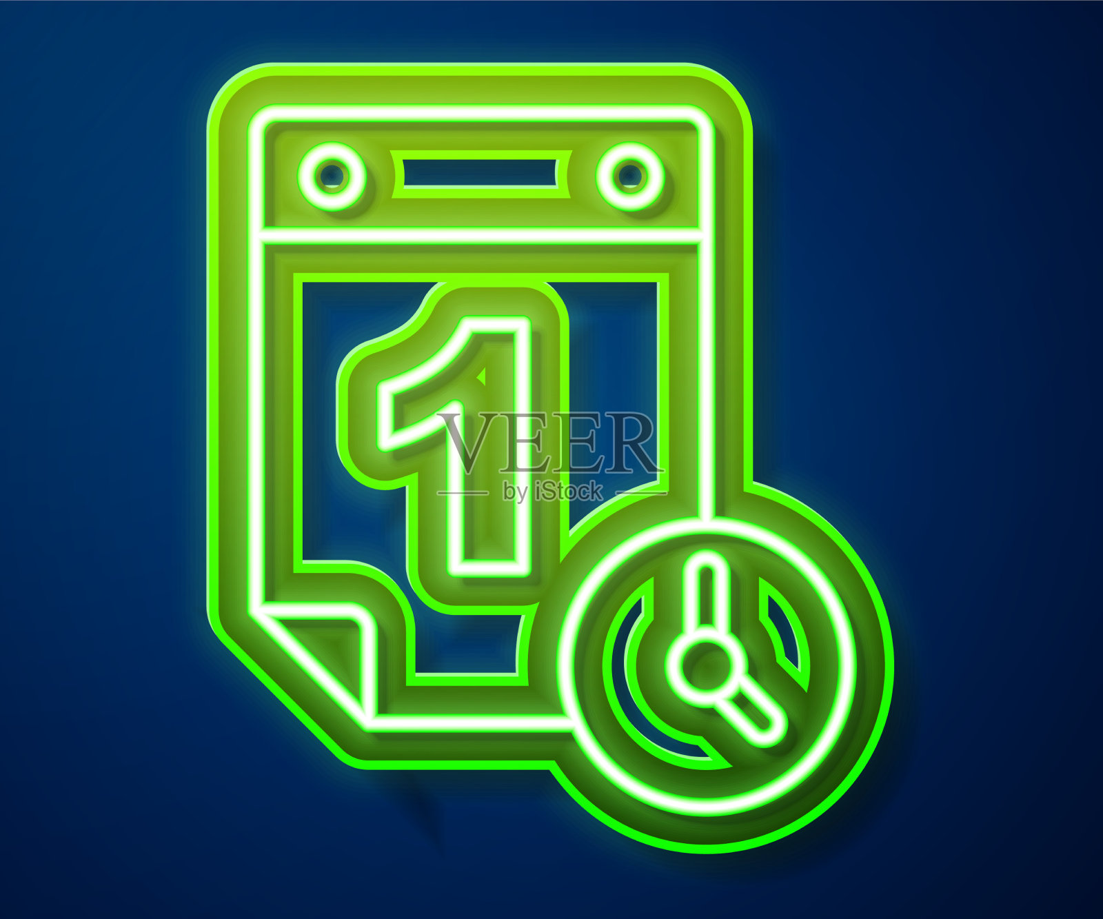 发光的霓虹灯线时间管理图标孤立插画图片素材