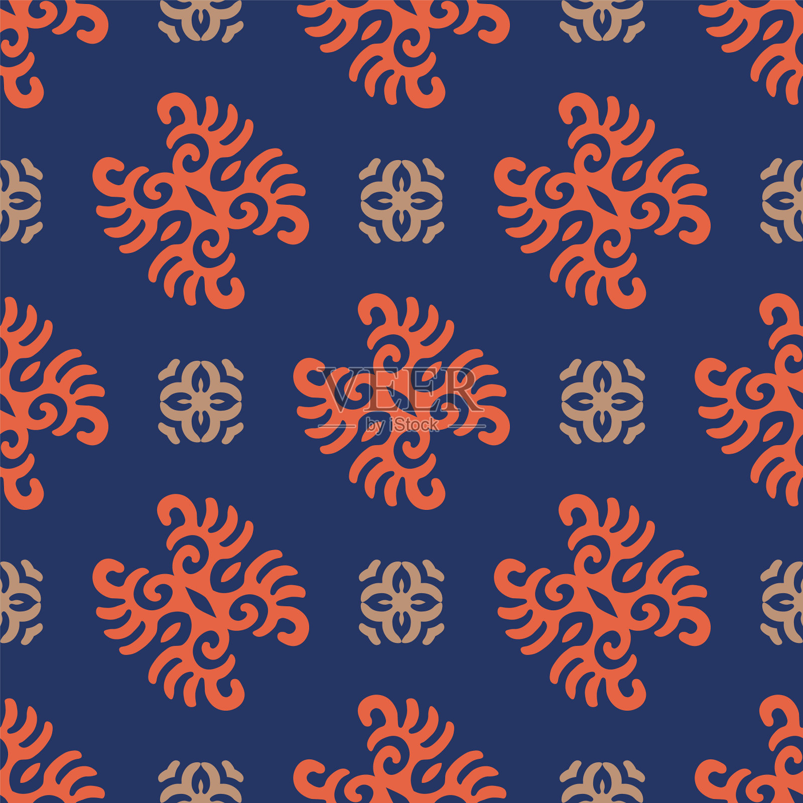 装饰亚洲民间无缝花纹饰品插画图片素材