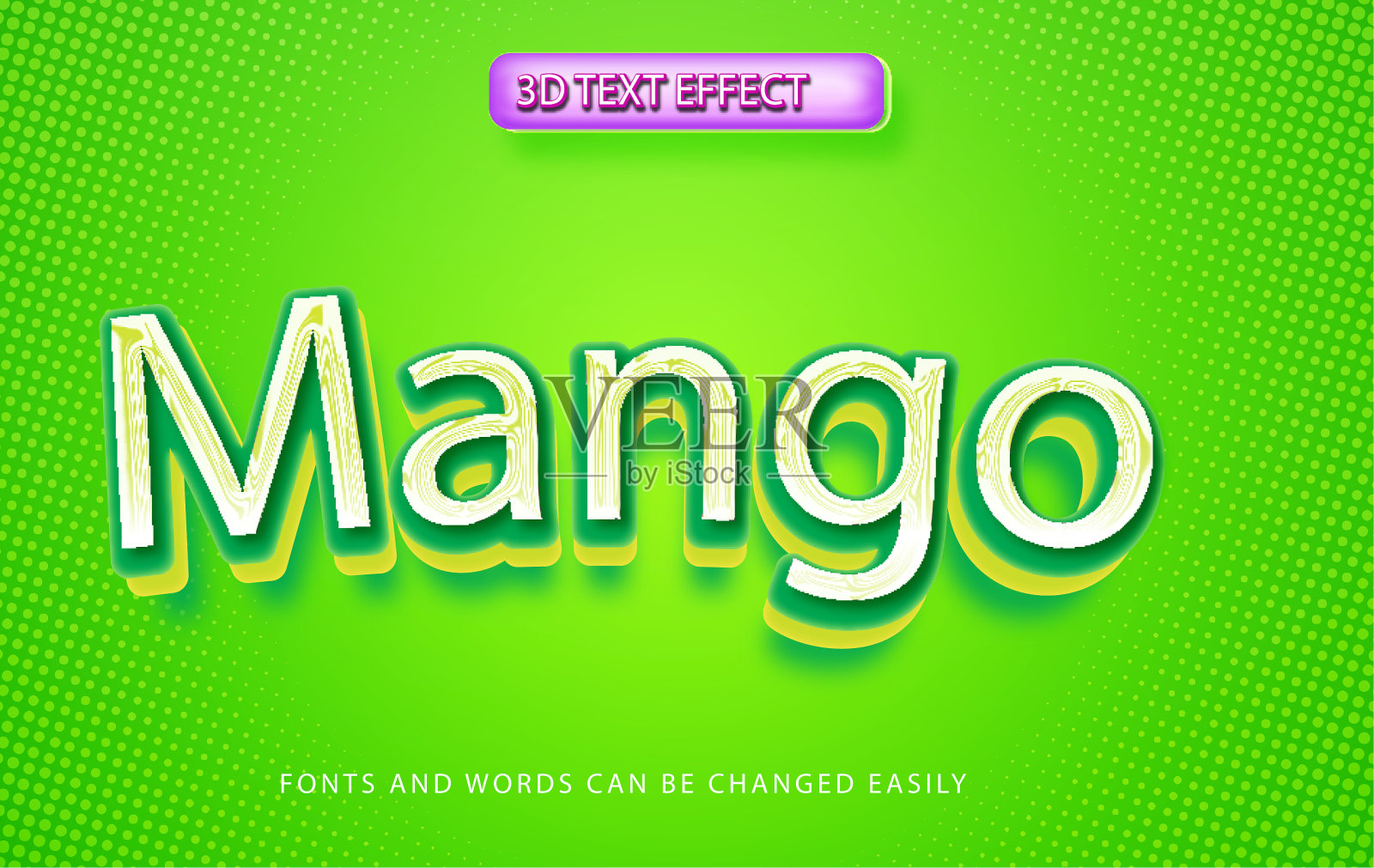 芒果3d可编辑的文字效果风格插画图片素材