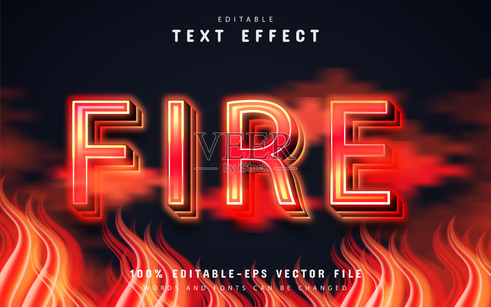 火焰文本效果可编辑插画图片素材
