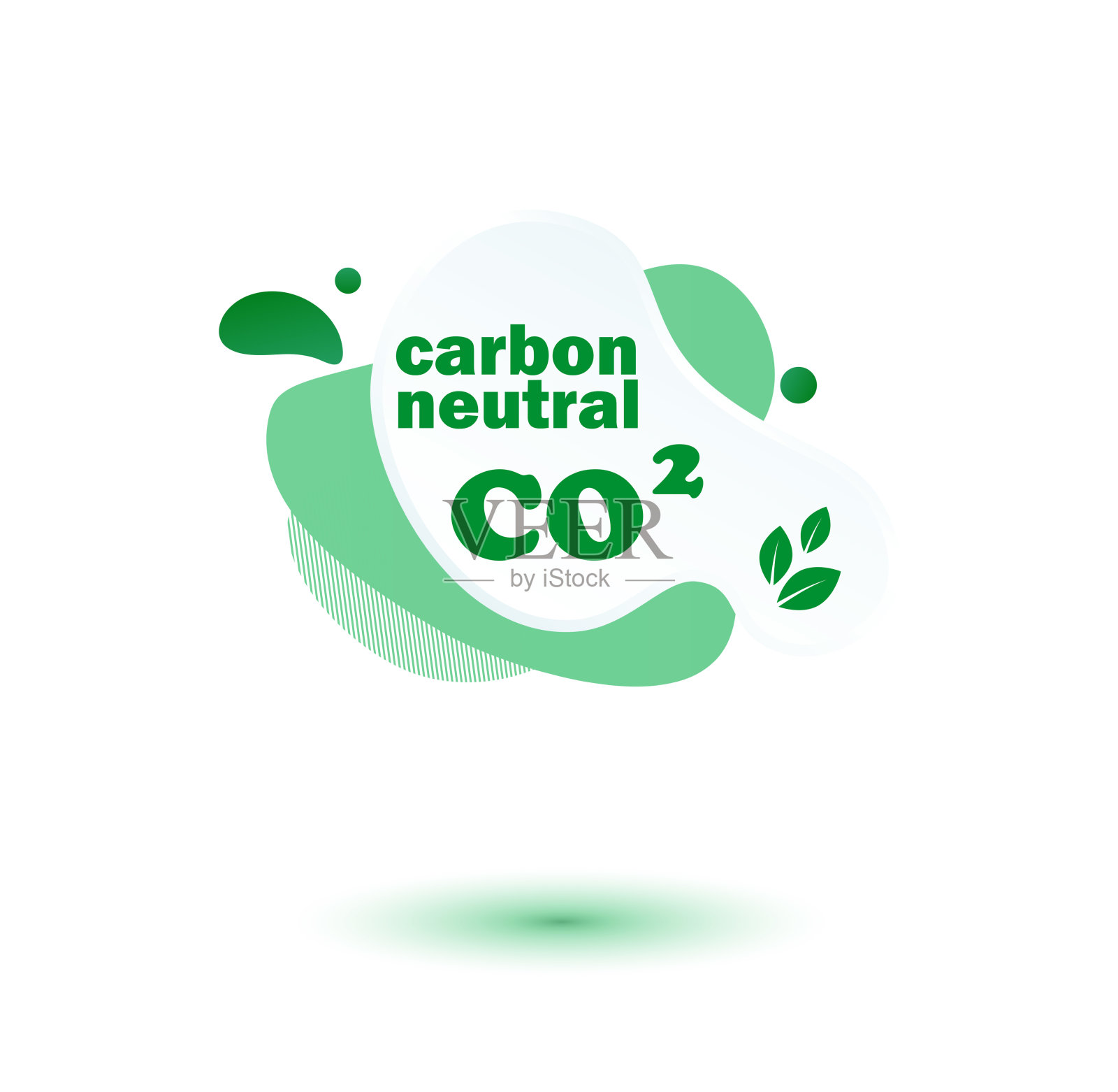 中性碳二氧化碳印章。斯蒂克中性二氧化碳足迹。插画图片素材