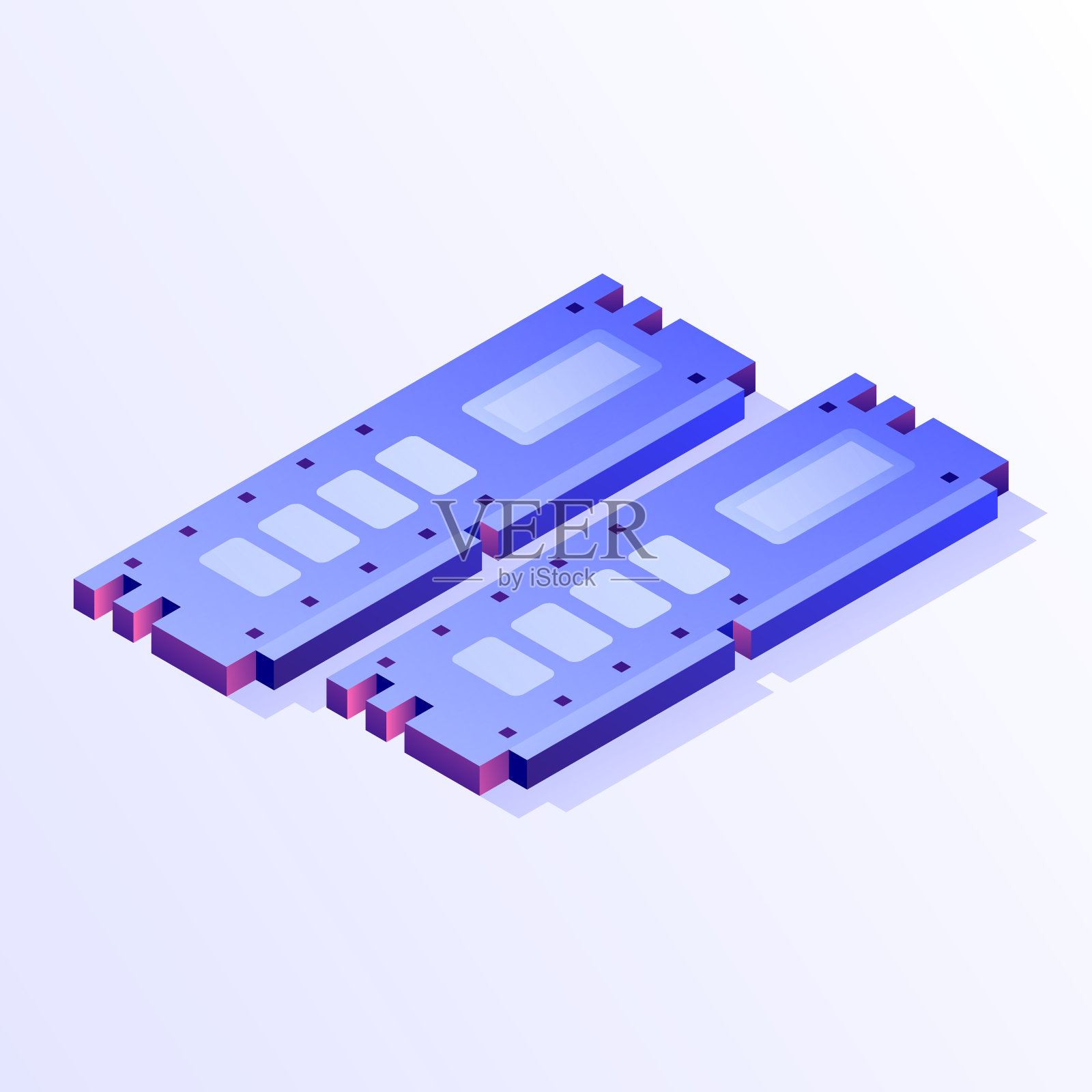 随机存取存储器图标设计，三维等距绘图。插画图片素材