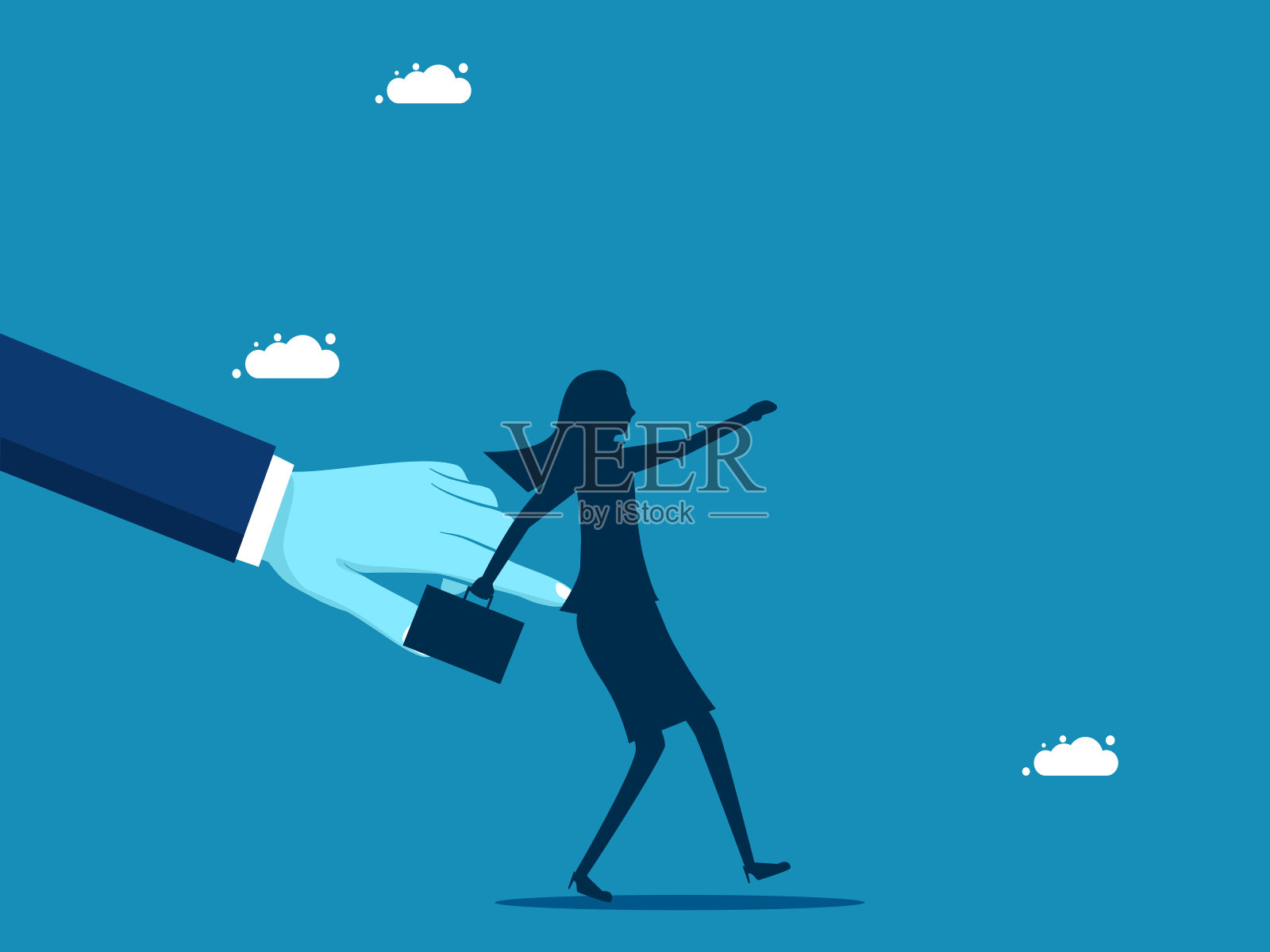 警告以改善行为。商人经理用手指戳员工。向量插画图片素材