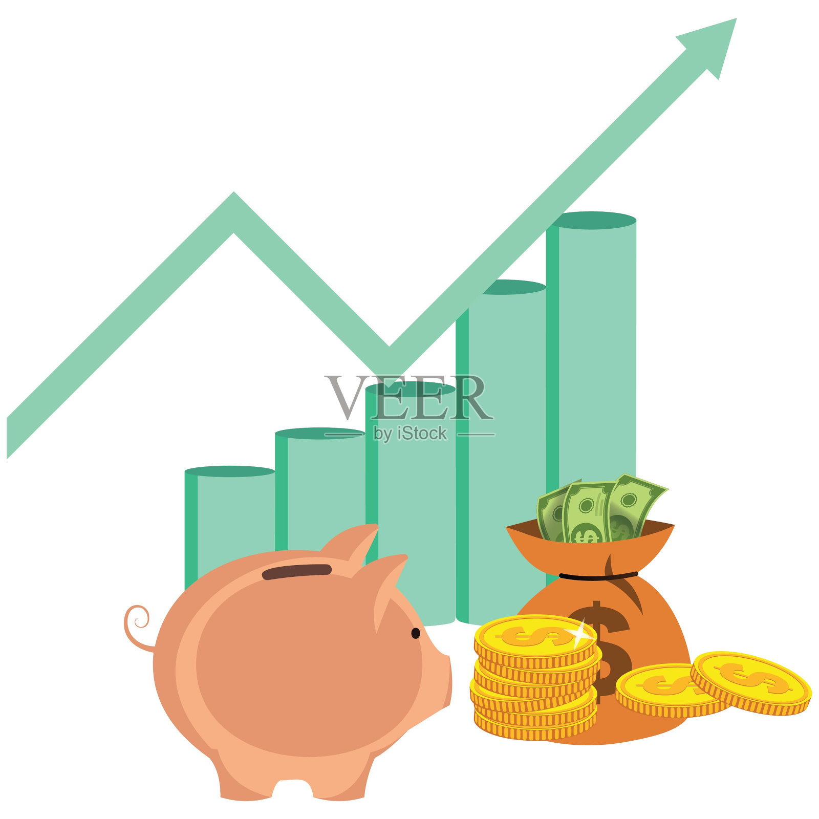 物价上涨的存钱罐插画图片素材