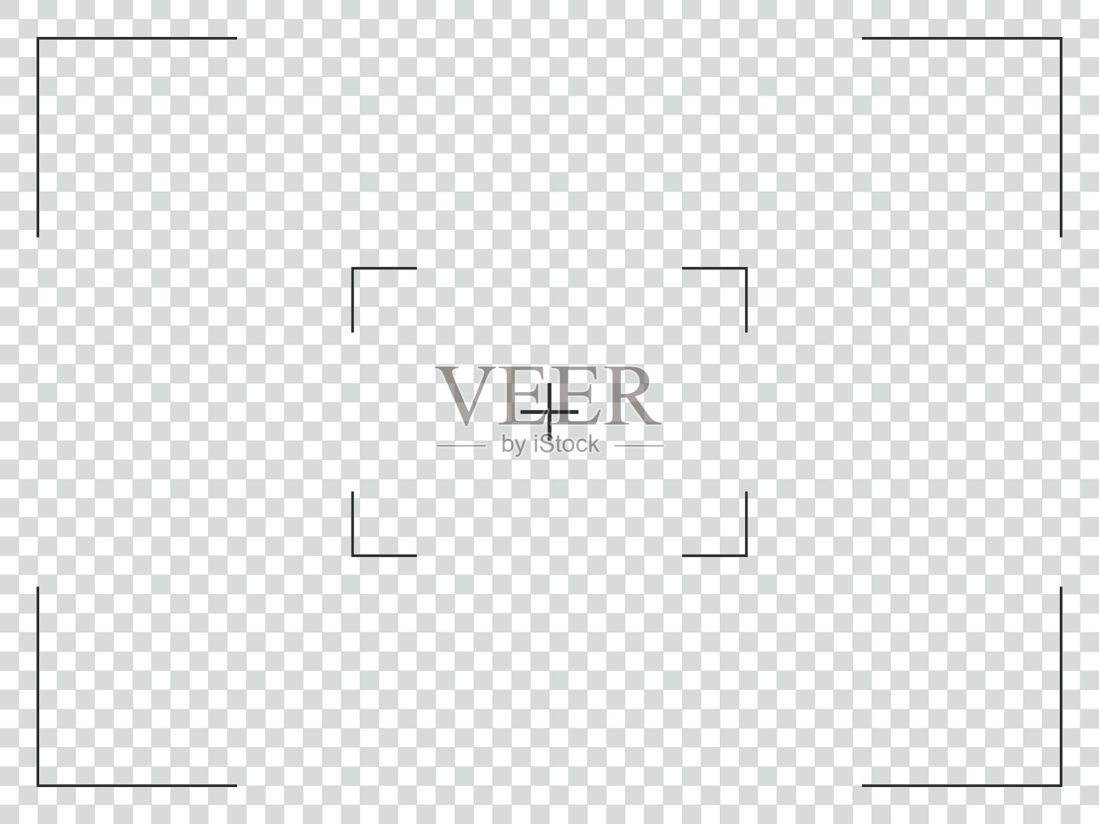 相机框架取景器网格与交叉目标。录像机数码显示屏幕。矢量相机框架与白色透明的背景。插画图片素材