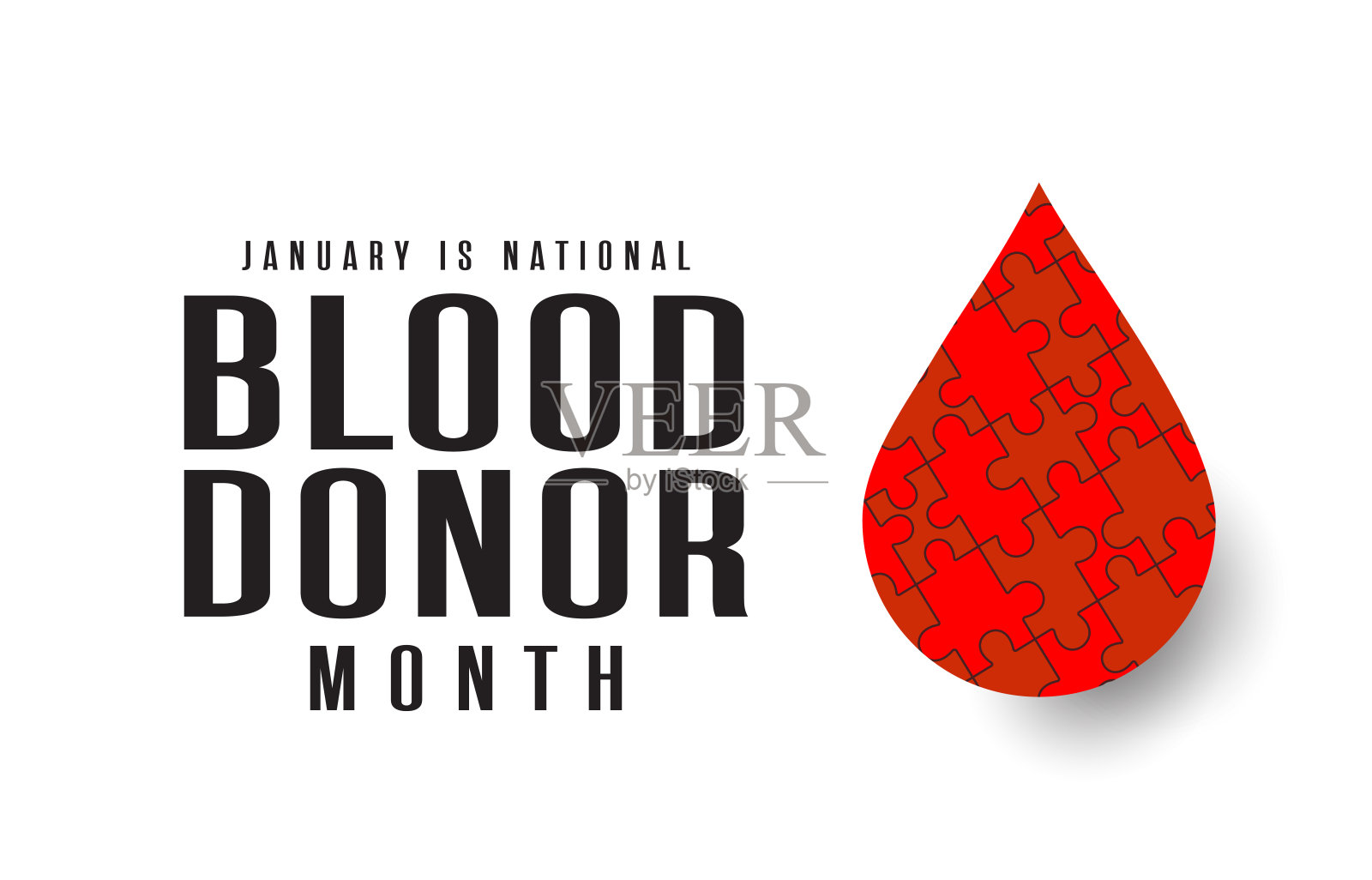 全国献血者月卡片，横幅，一月。向量插画图片素材