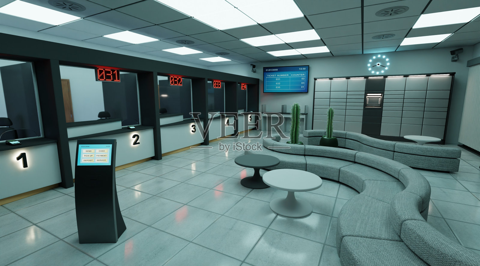 逼真的邮局内部3D渲染照片摄影图片