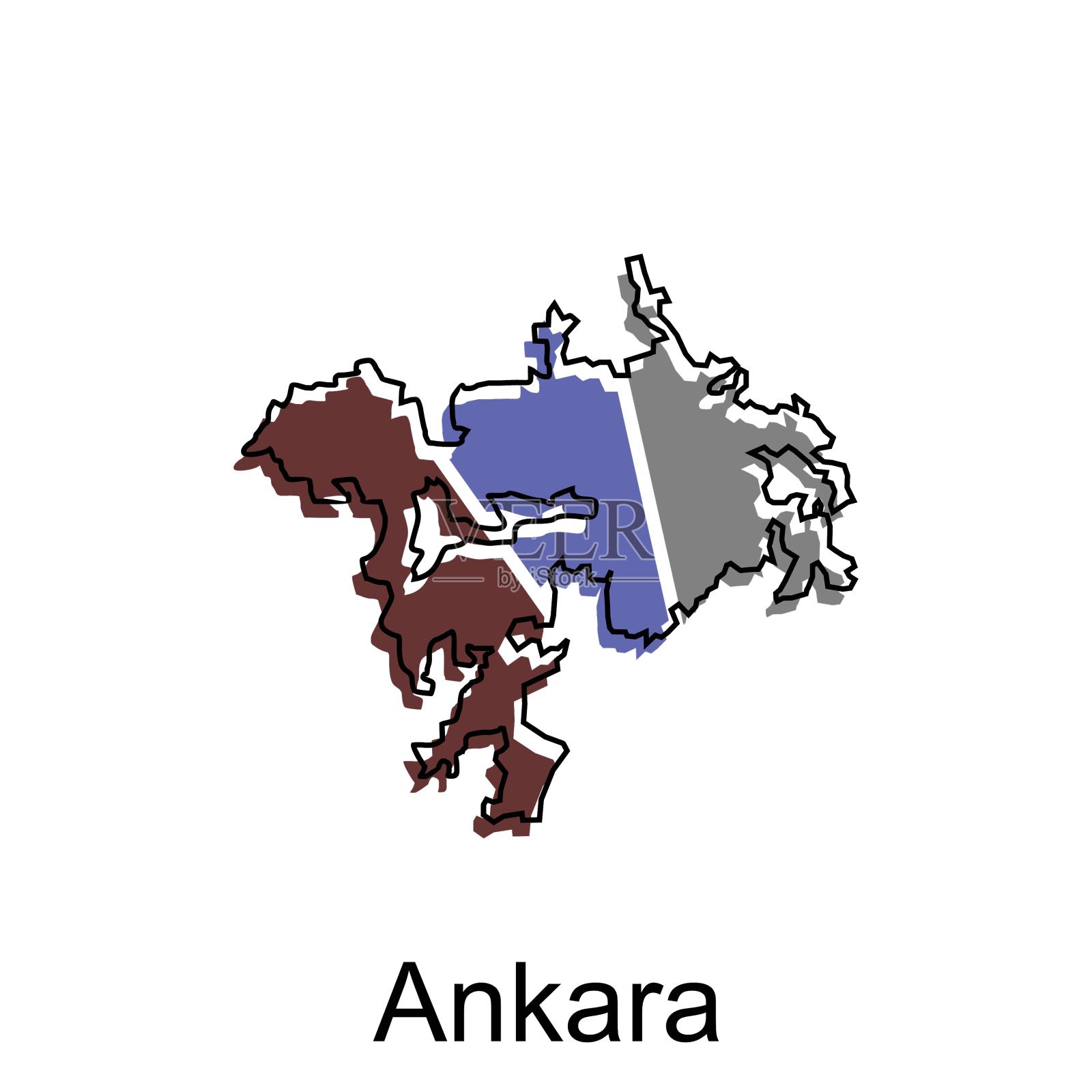 地图城市安卡拉设计模板与轮廓设计元素图片