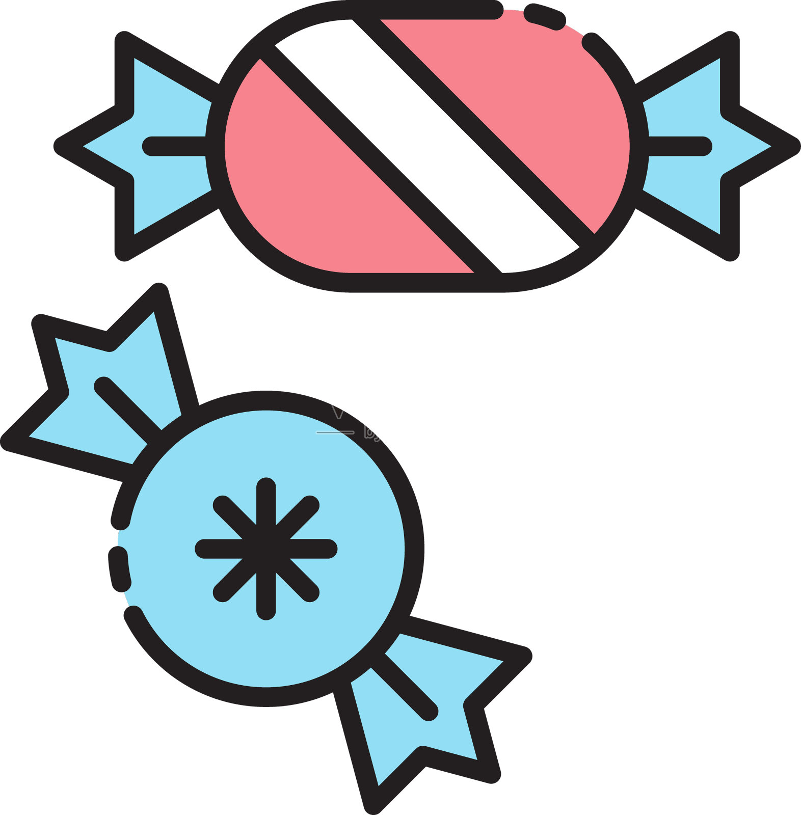 圣诞糖果图标与线性颜色风格设计元素图片