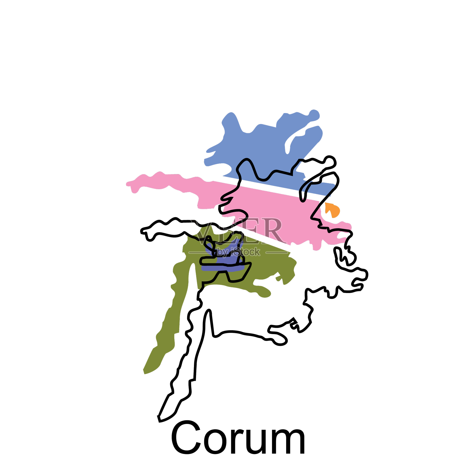 地图城市的现代轮廓高详细设计元素图片